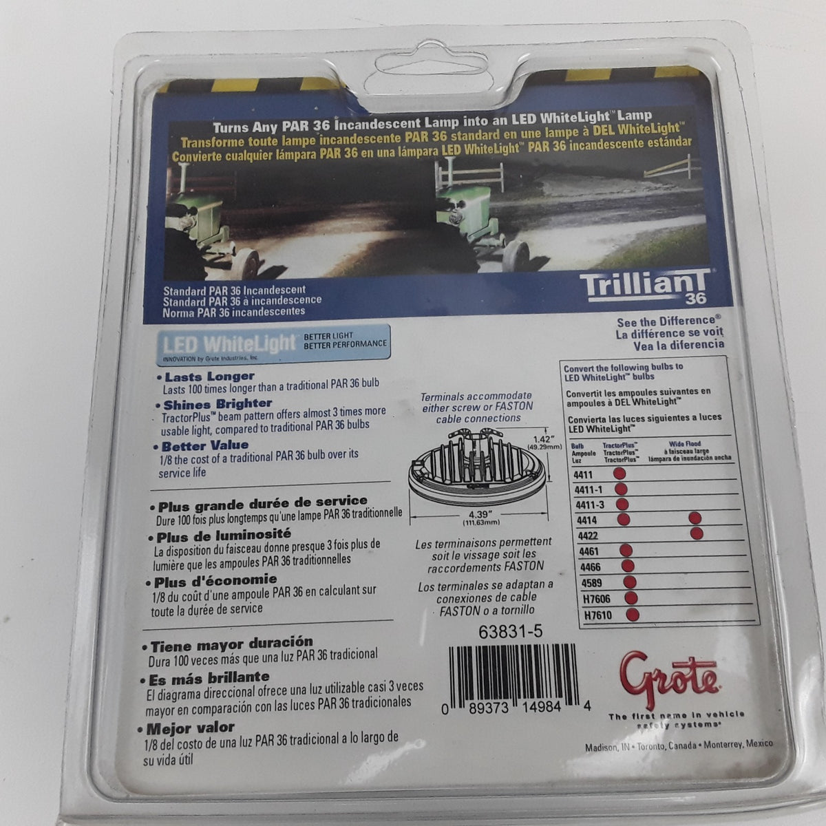 Grote 63831-5 Trilliant 36 LED White Lights Conversion Blub Fits Trailer 12V-24V