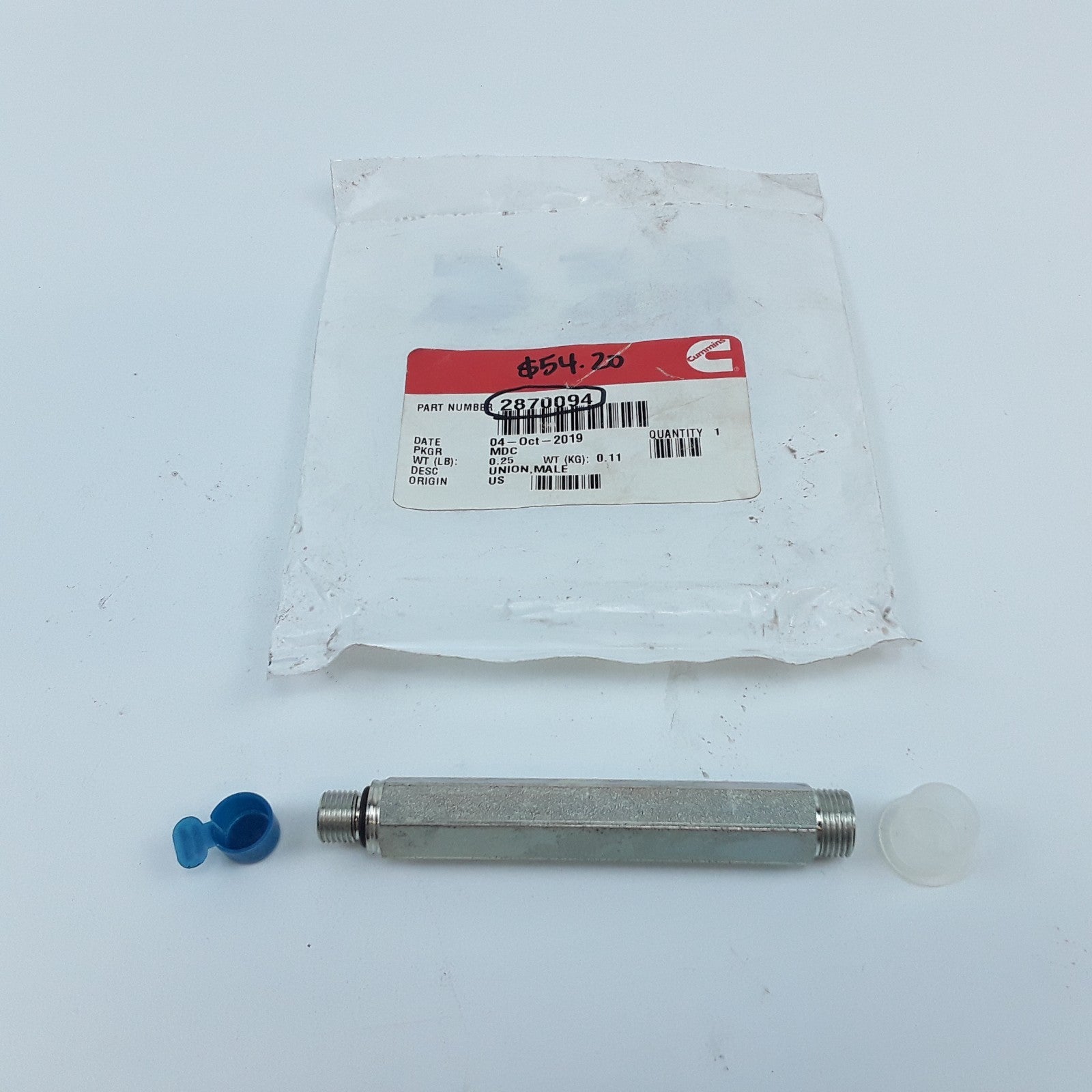 Cummins 2870094 Male Union Assembly Fits EPA13 12 Liter ISX, QSX Engines