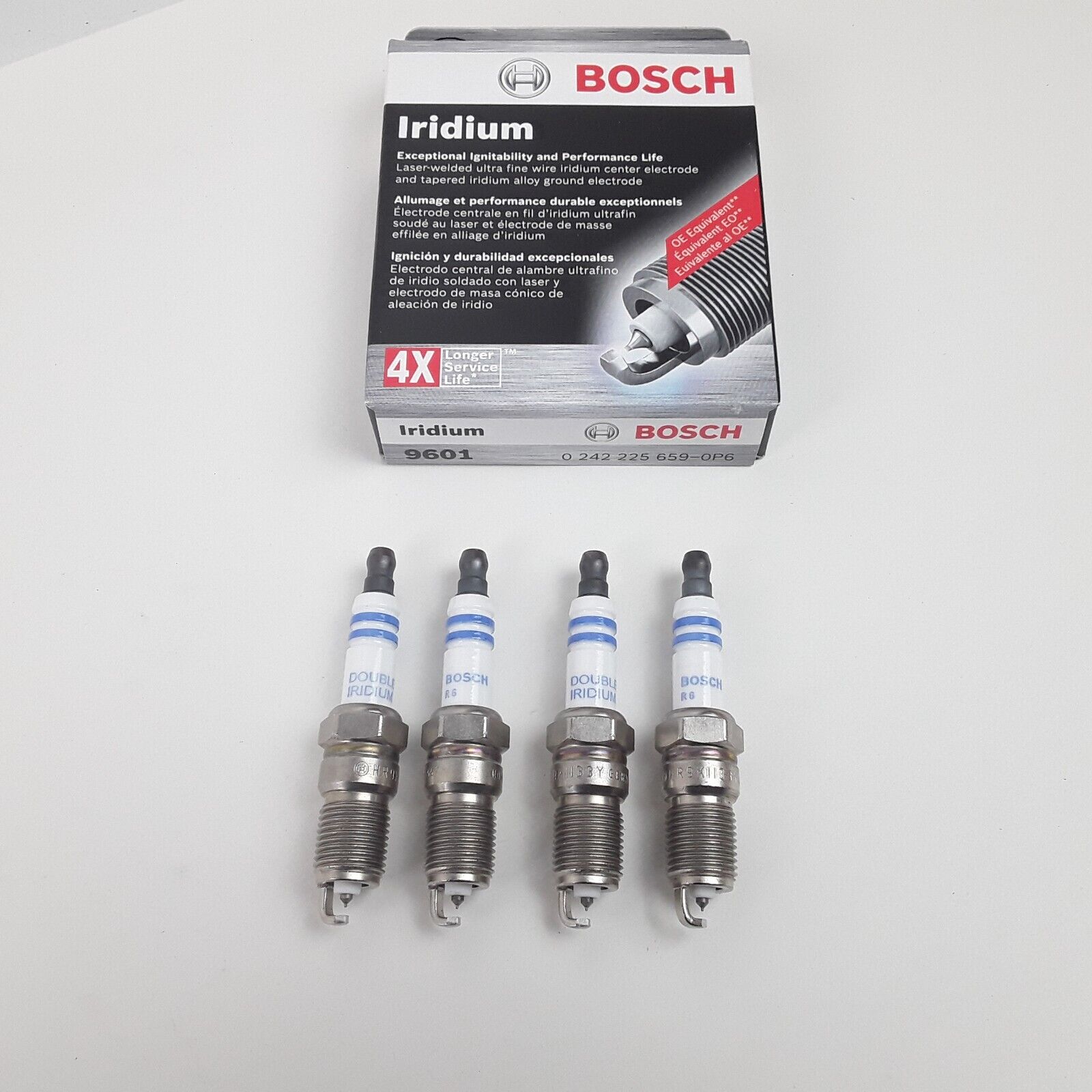 4 PCS BOSCH 9601 Spark Plugs OE Double Iridium For Buick Chevy Ford GMC Pontiac