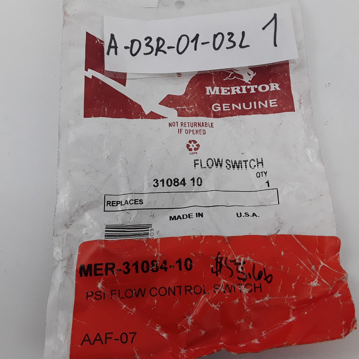 Meritor 31084-10 Tire Inflation System Flow Sensing Switch Replaces 3108410