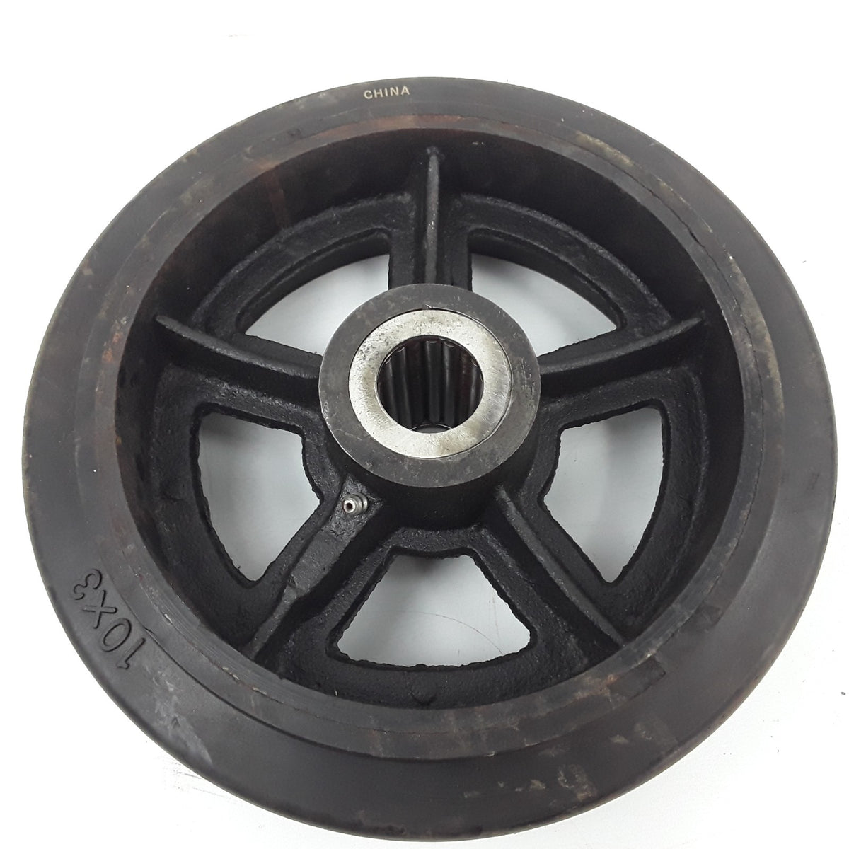 10" x 3" Heavy-Duty Rubber Drive Wheel With Splined Hub For Industrial Equipment