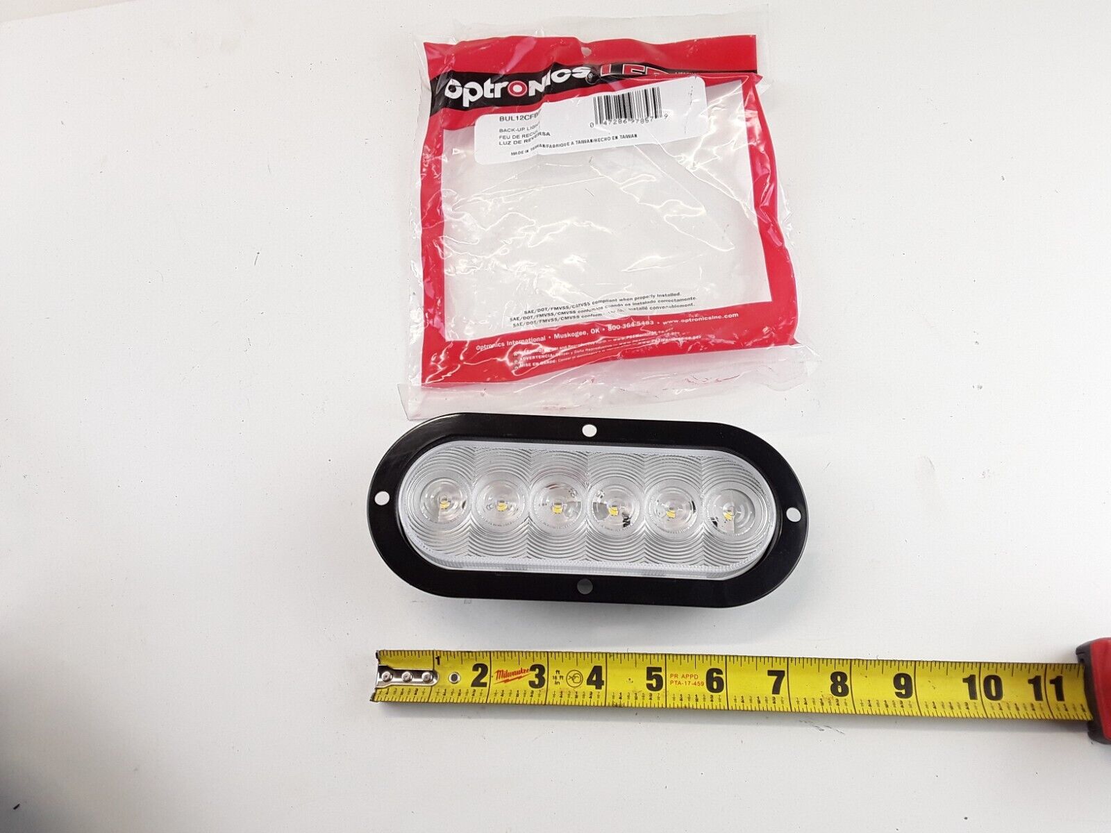 Trailer Truck Clear 6" Oval LED Back-Up Light, White Sealed Optronics BUL12CFBP - HotCarParts