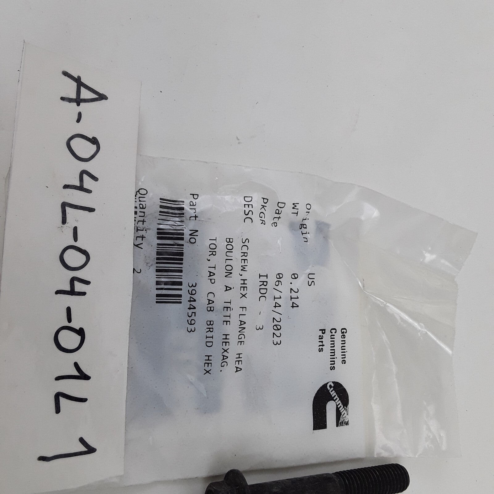 2 Cummins 3944593 Multi-Purpose Hexagon Flange Head Cap Screw BS3 5.9L B Engine