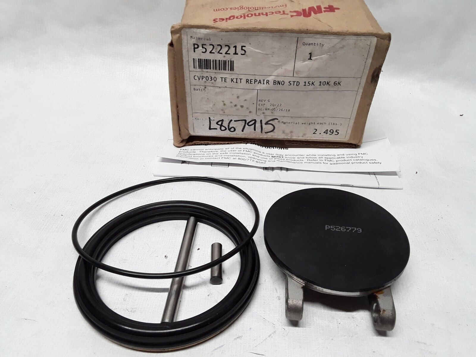 FMC Technologies P522215 CVP030 TE KIT REPAIR BNO STD 15K 10K 6K P526777 P526779 - HotCarParts