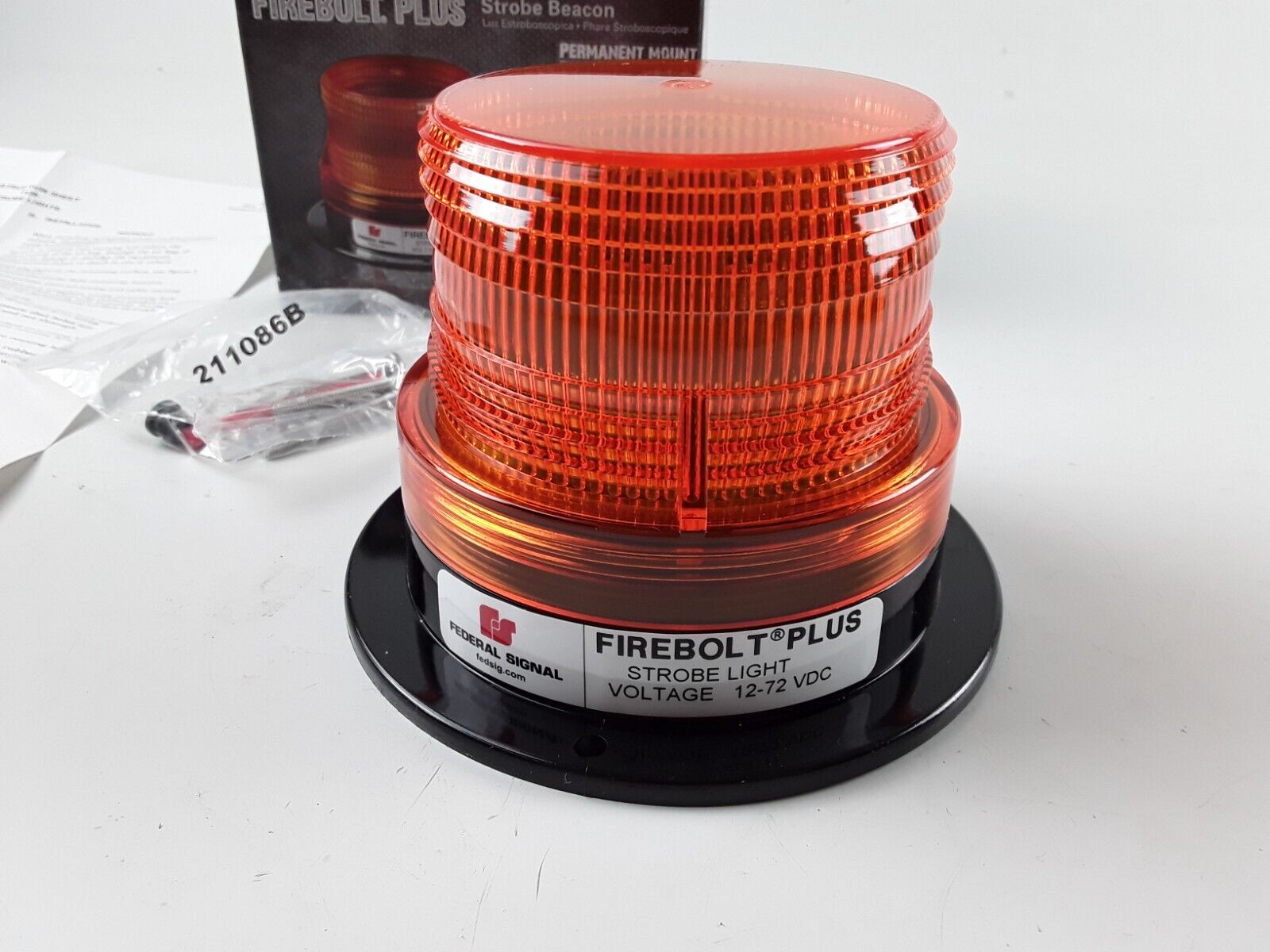 Amber Strobe Beacon Permanent Mount Firebolt Plus FEDERAL SIGNAL 220200-02 - HotCarParts