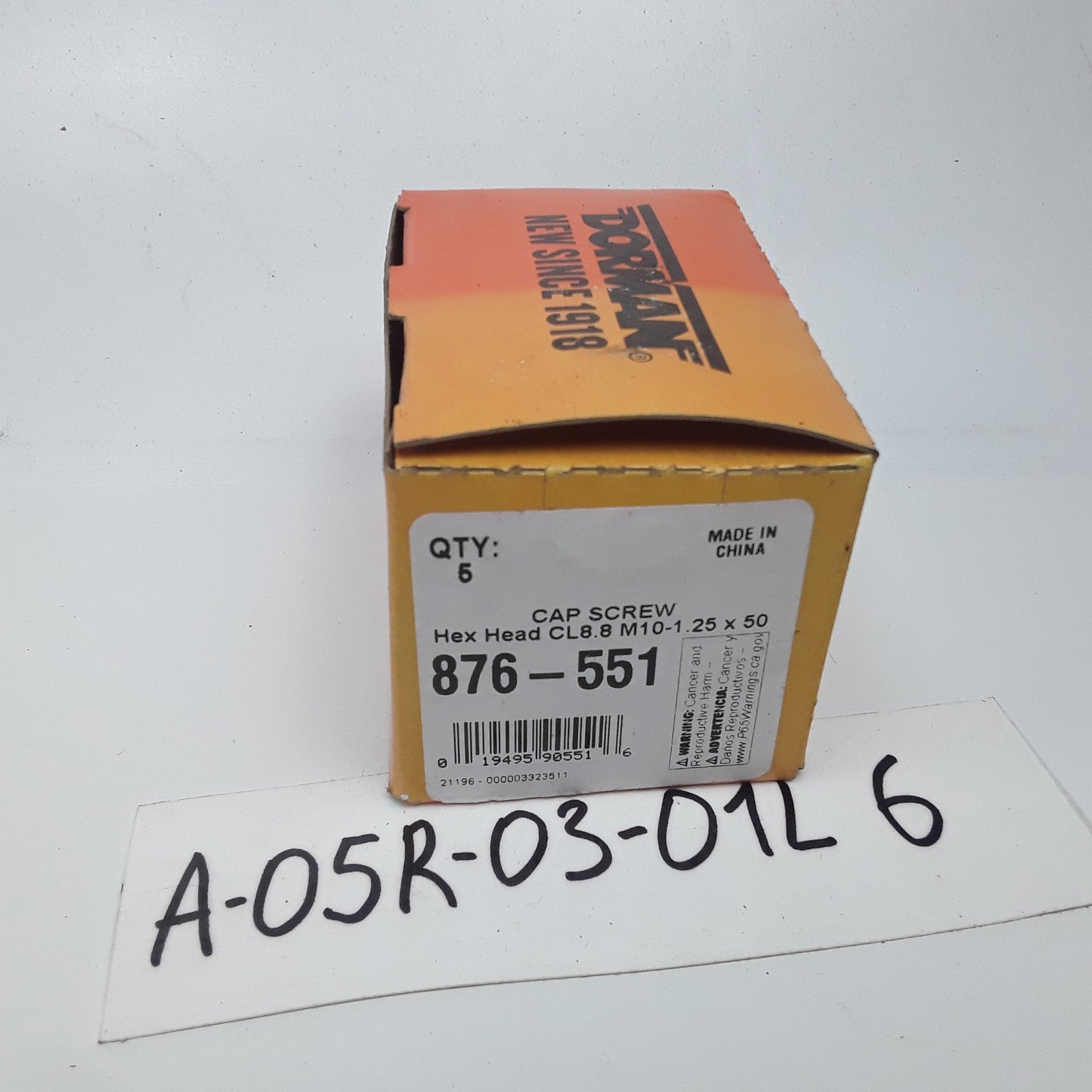 Dorman 876-551 Cap Screw-Hex Steel Head-Class 8.8- M10-1.25 x 50mm Set of 5