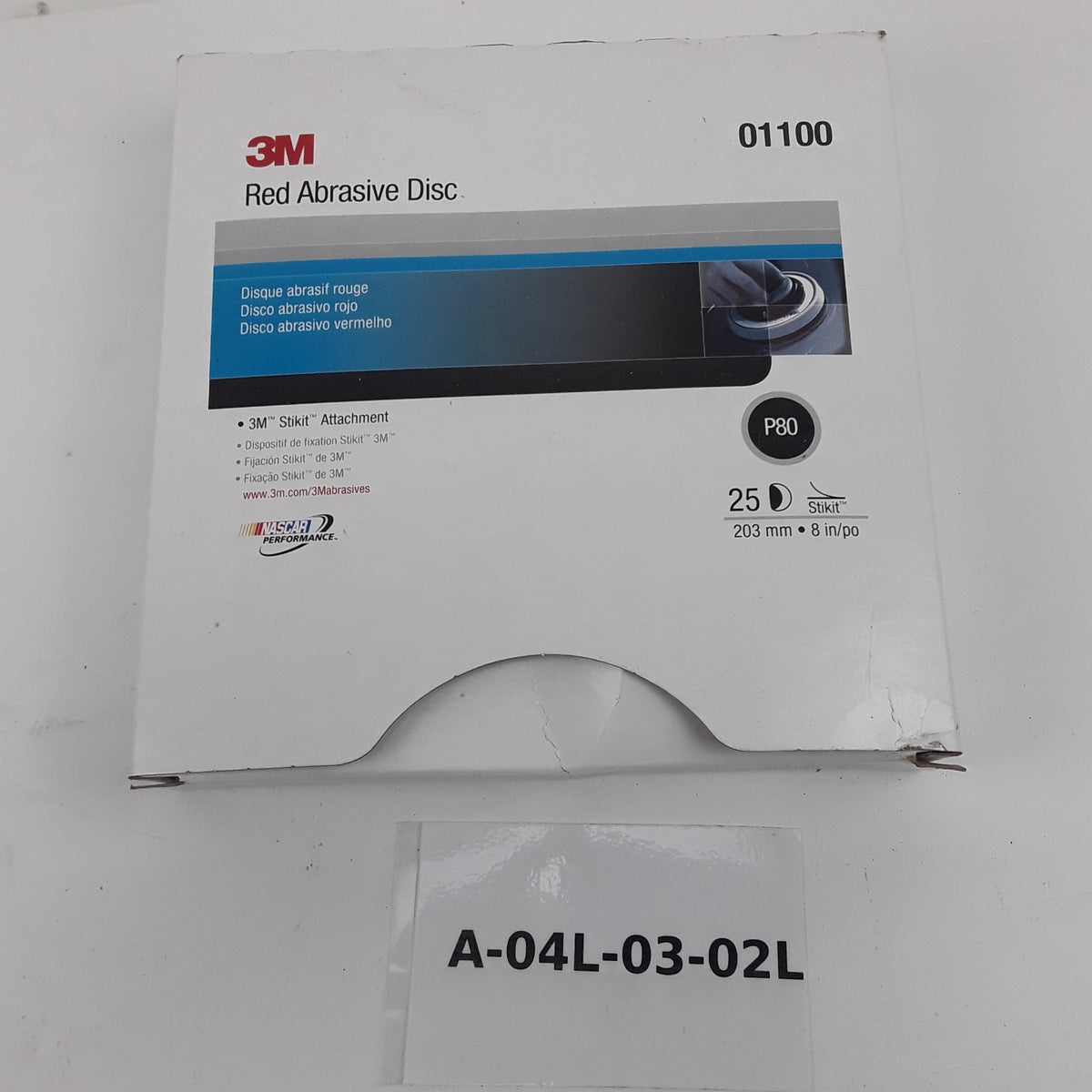 3M 01100 Red Stikit Abrasive Discs P80 Grit 8 inches 203mm 25 Discs Per Box