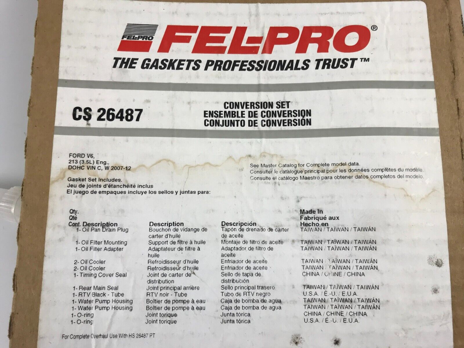 GENUINE OEM Fel-Pro CS 26487 Engine Conversion Gasket Set CS26487 FAST SHIPPING - HotCarParts