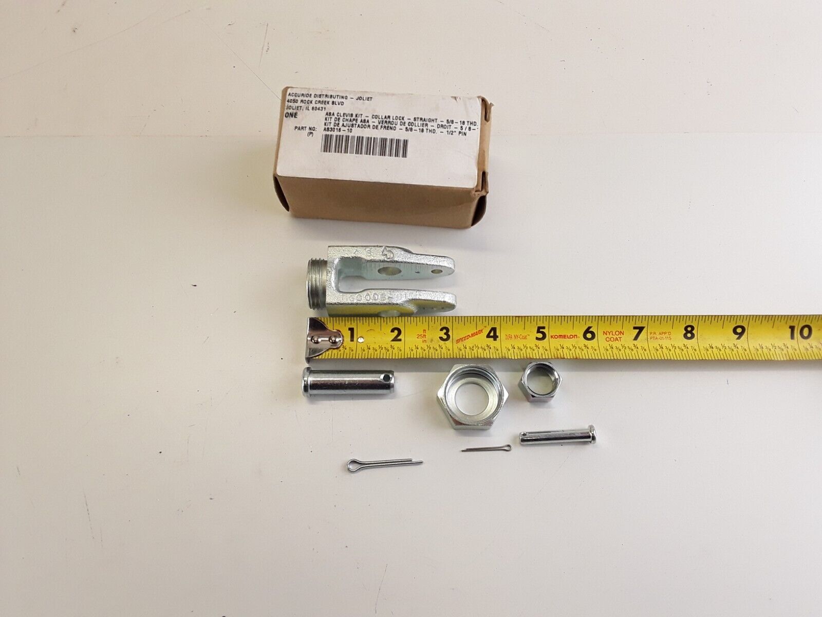 GUNITE AS3016-10 - KIT-CLEVIS 5/8-18 CLR LCK 1/2" Pin Slack Adjuster Clevis Kit - HotCarParts