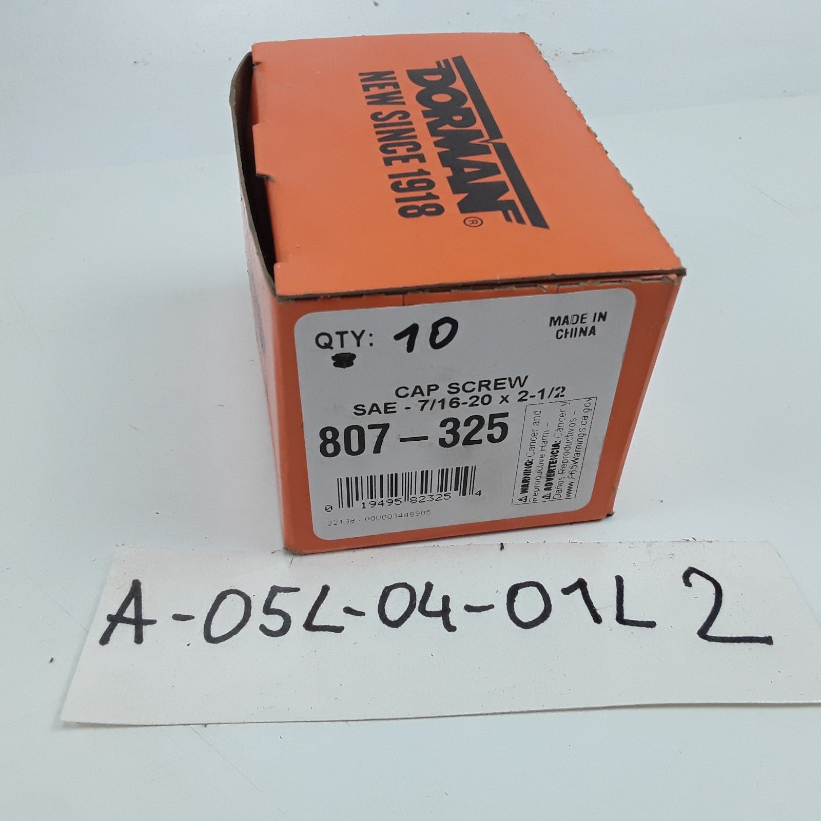 Dorman 807-325 Cap Screw-Hex Steel Head-Grade 5- 7/16-20 x 2-1/2 in Set of 10