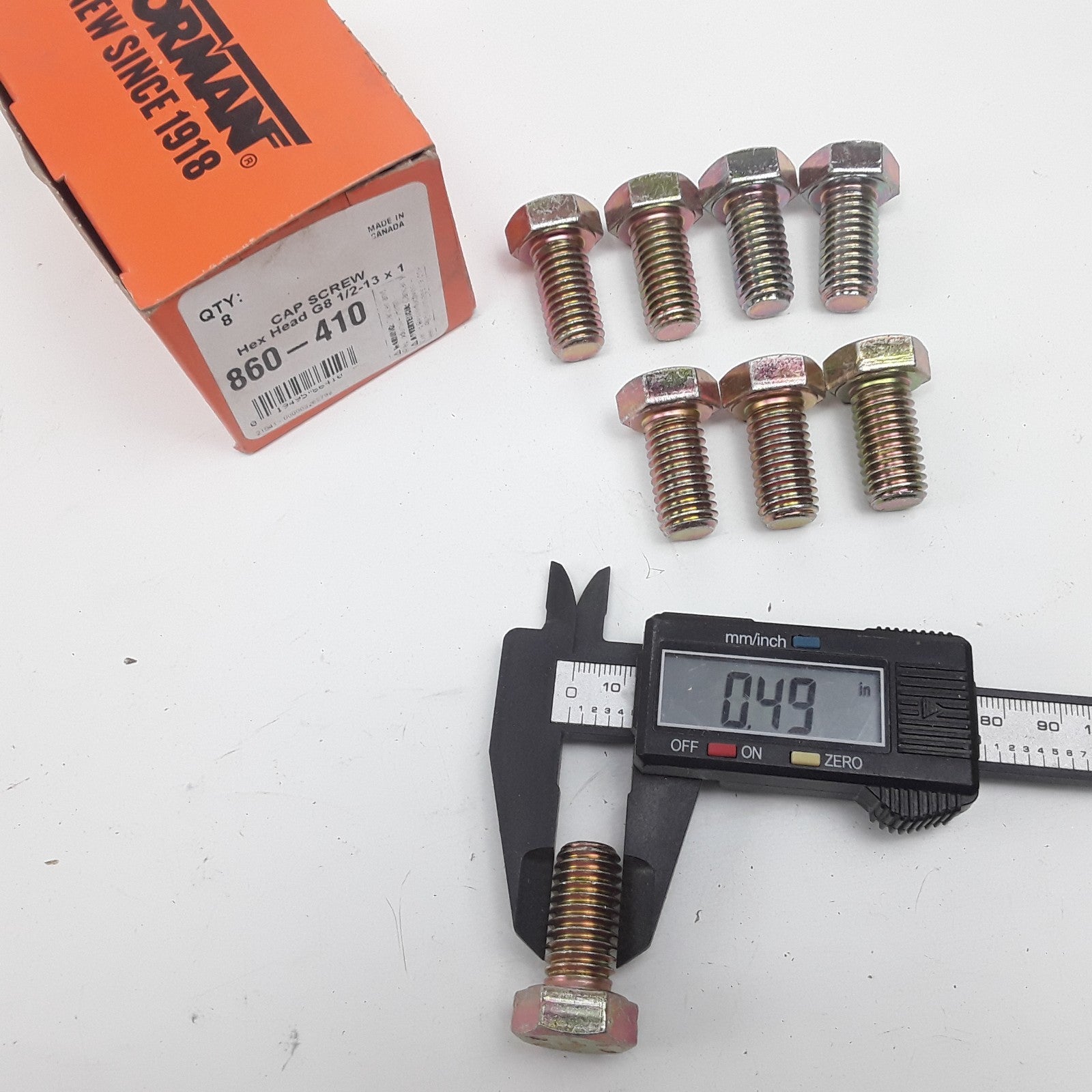 Dorman 860-410 Cap Screw-Hex Steel Head-Grade 8- 1/2-13 x 1 in Set of 8