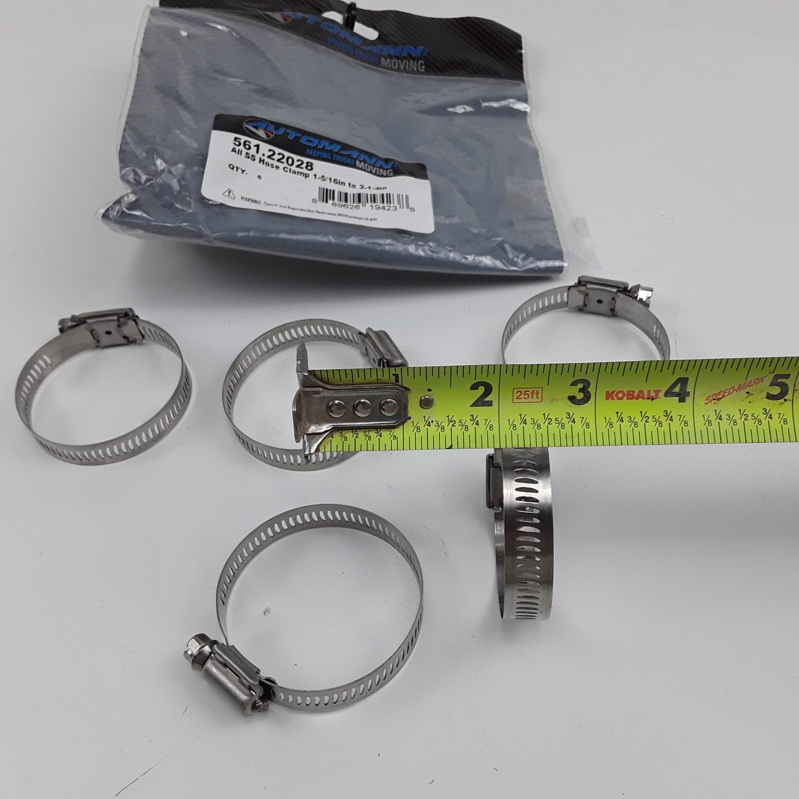 Automann 561.22028 All SS Hose Clamp Assembly 1-5/16in to 2-1/4in Set of 5 Clamp