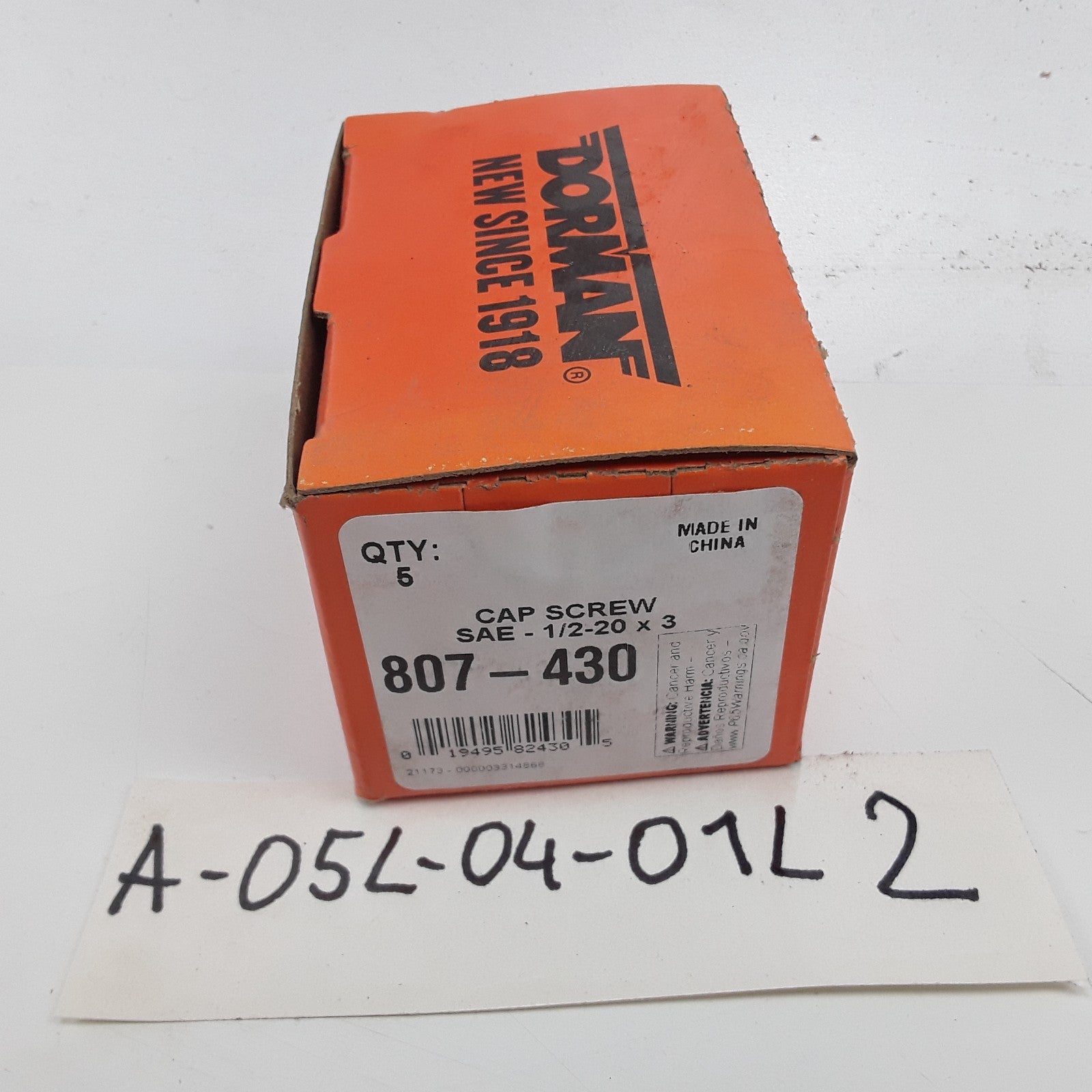 Dorman 807-430 Cap Screw-Hex Steel Head-Grade 5- 1/2-20 x 3 in Set of 5