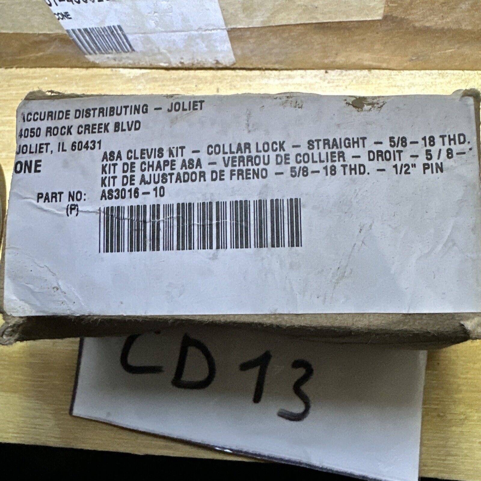 GUNITE AS3016-10 - KIT-CLEVIS 5/8-18 CLR LCK 1/2" Pin Slack Adjuster Clevis Kit - HotCarParts
