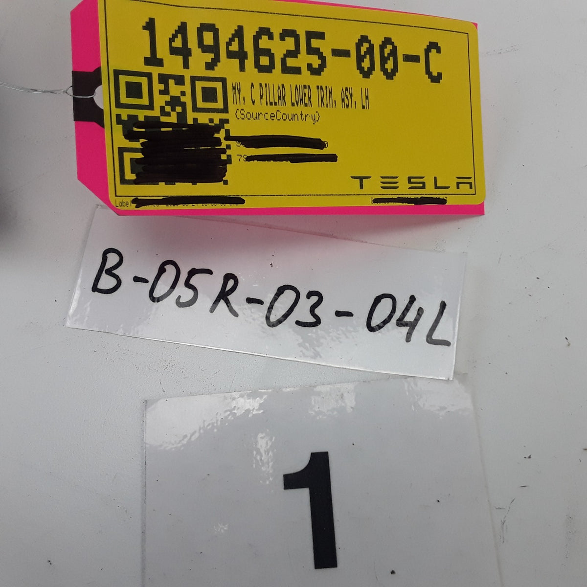 2020-2024 Model Y Rear Driver Side C-Pillar Lower Trim Panel Left 1494625-00-C