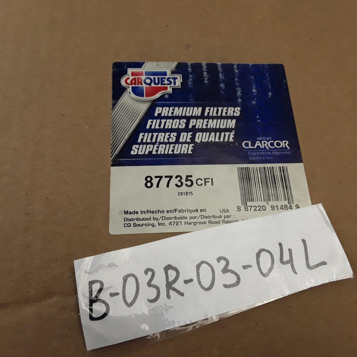 Carquest 87735 Engine Air Filter Fits Fiat-Allis, New Holland Equipment