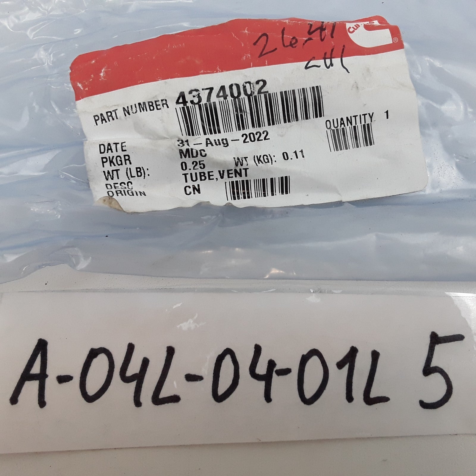 Genuine Cummins 4374002 Vent Tube Assembly Fits EPA13 15 Liter ISX QSX Engines