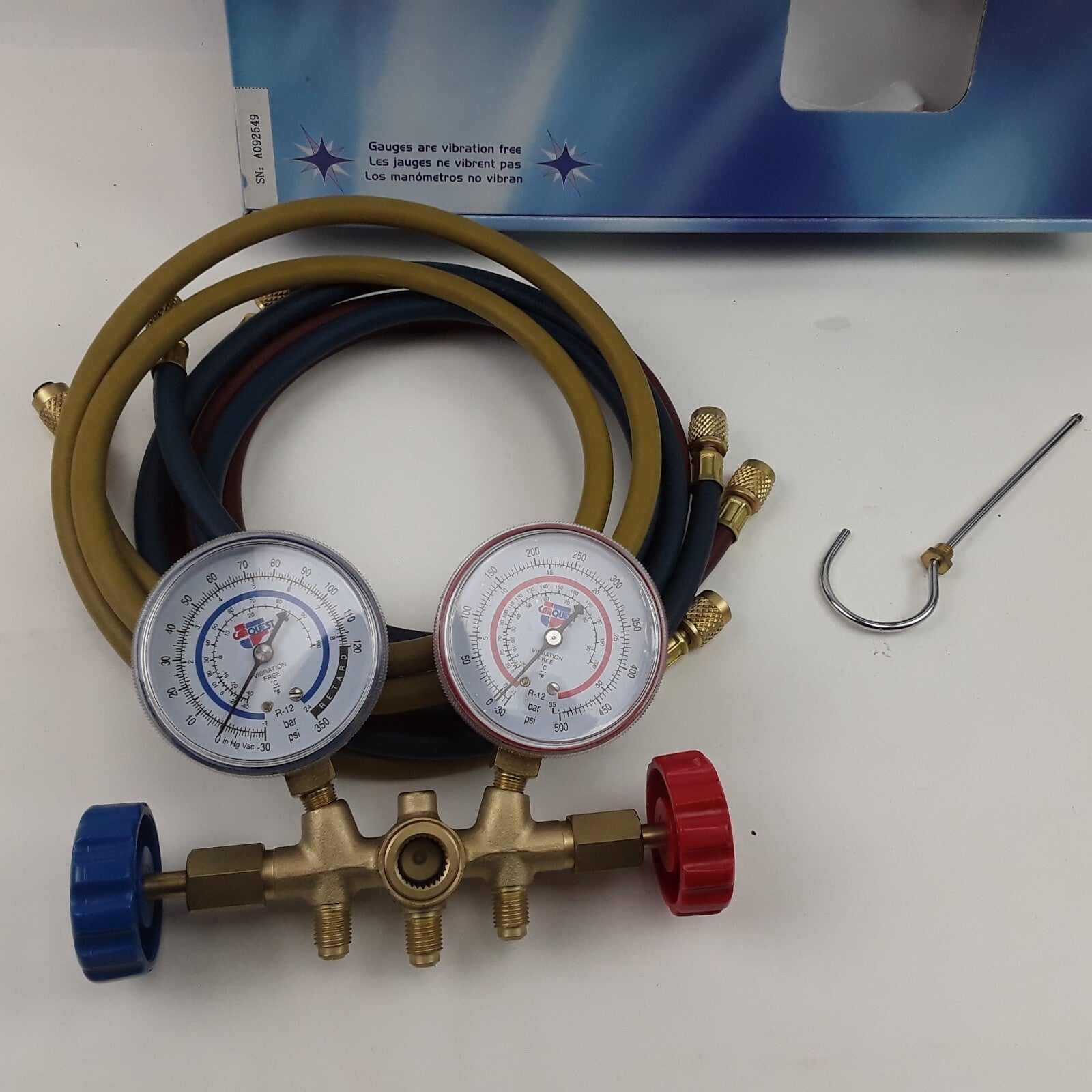 Carquest R-I2 EOP 7404 Heavy-Duty A/C Diagnostic Freon Gauge Brass Manifold Kit