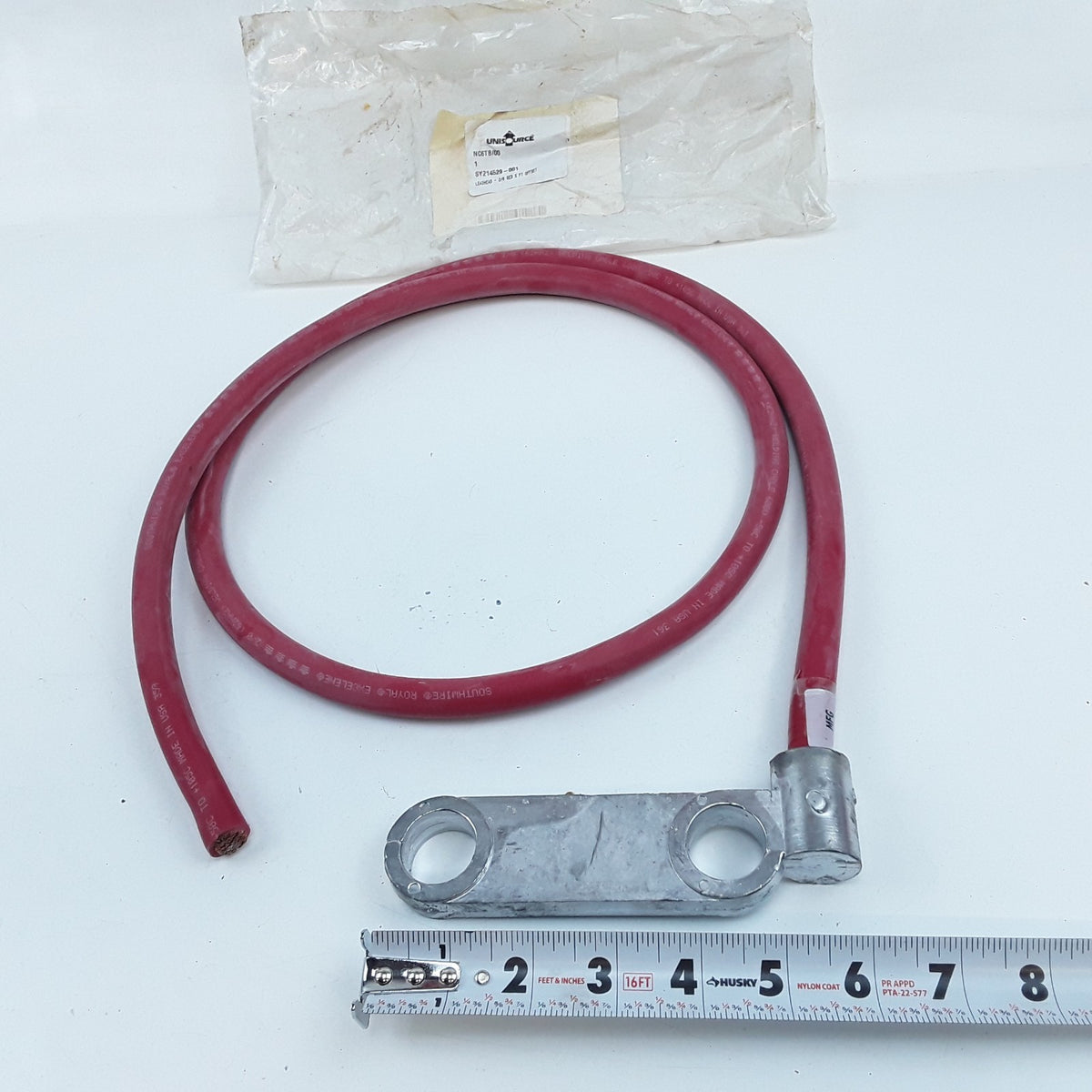 2/0 Battery Cable 5 Ft Red Forklift Positive Lead 2 Hole 3/4" p/n SY214529-001