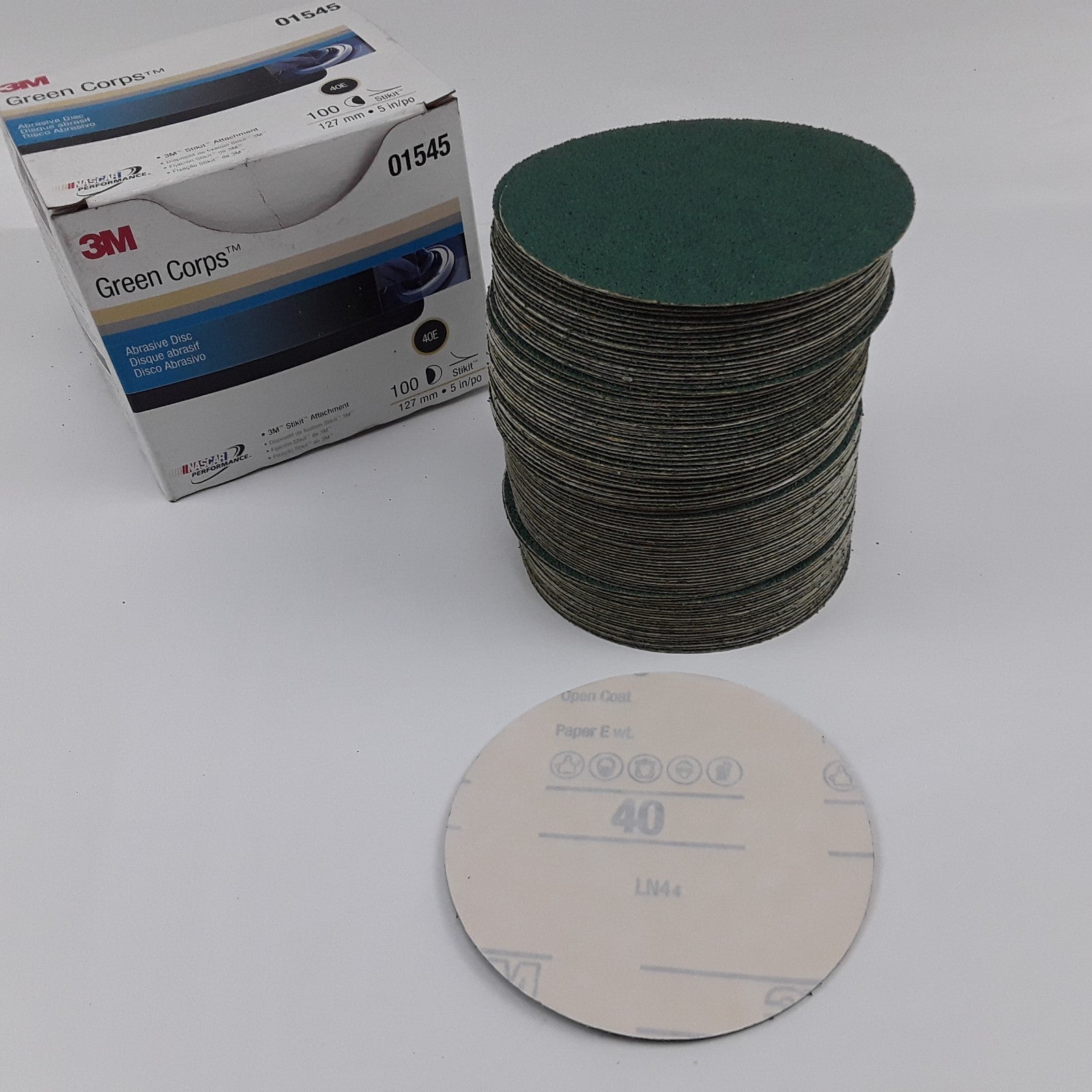 3M 01545 Green Corps Stikit Pro Abrasive Disc Heavy Duty Sz 127mm 5in Box of 100