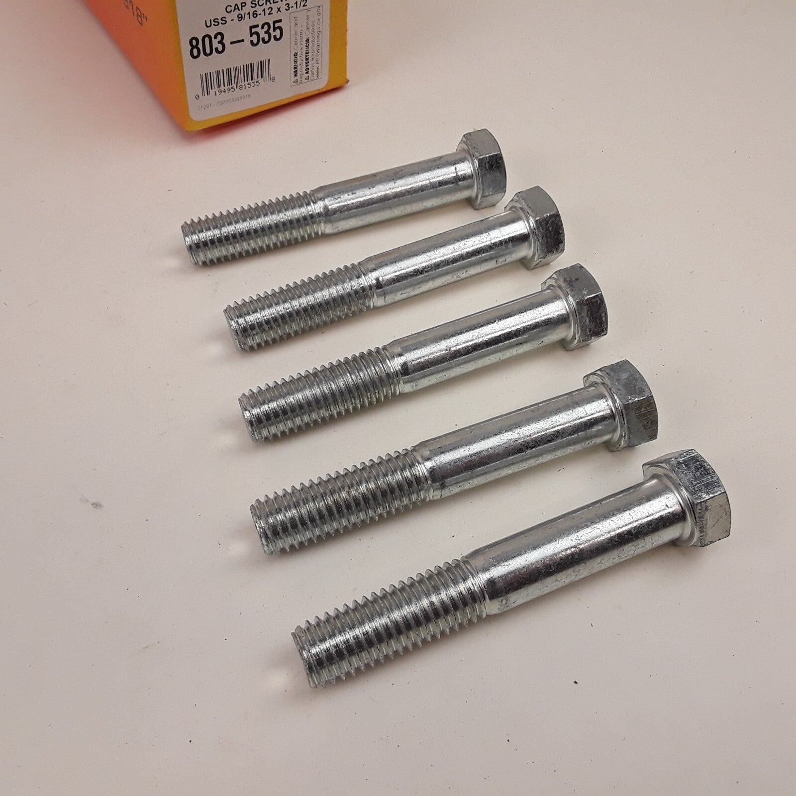 5 pcs Multipurpose Car Truck Bolt Cap Screw-Hex Head-Grade 5- 9/16-12 x 3-1/2 In