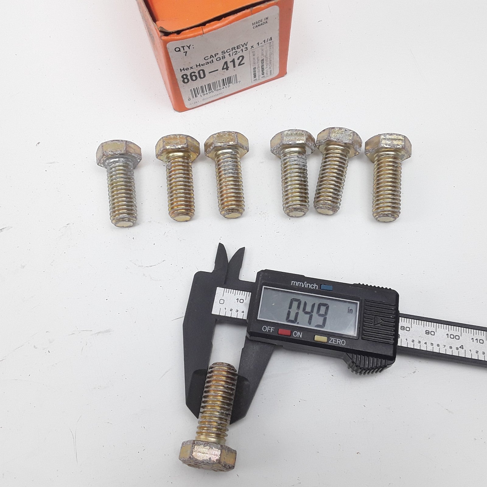 Dorman 860-412 Cap Screw-Hex Steel Head-Grade 8- 1/2-13 x 1-1/4 in Set of 7