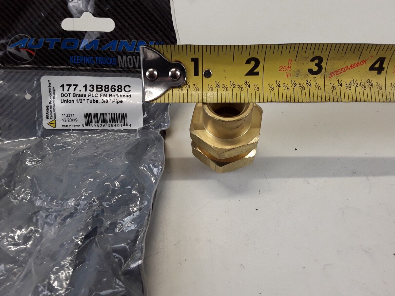 Brass PLC FM Bulkhead Union 1/2 Tube X 3/8in Pipe For Air Hose Fitting Connector - HotCarParts