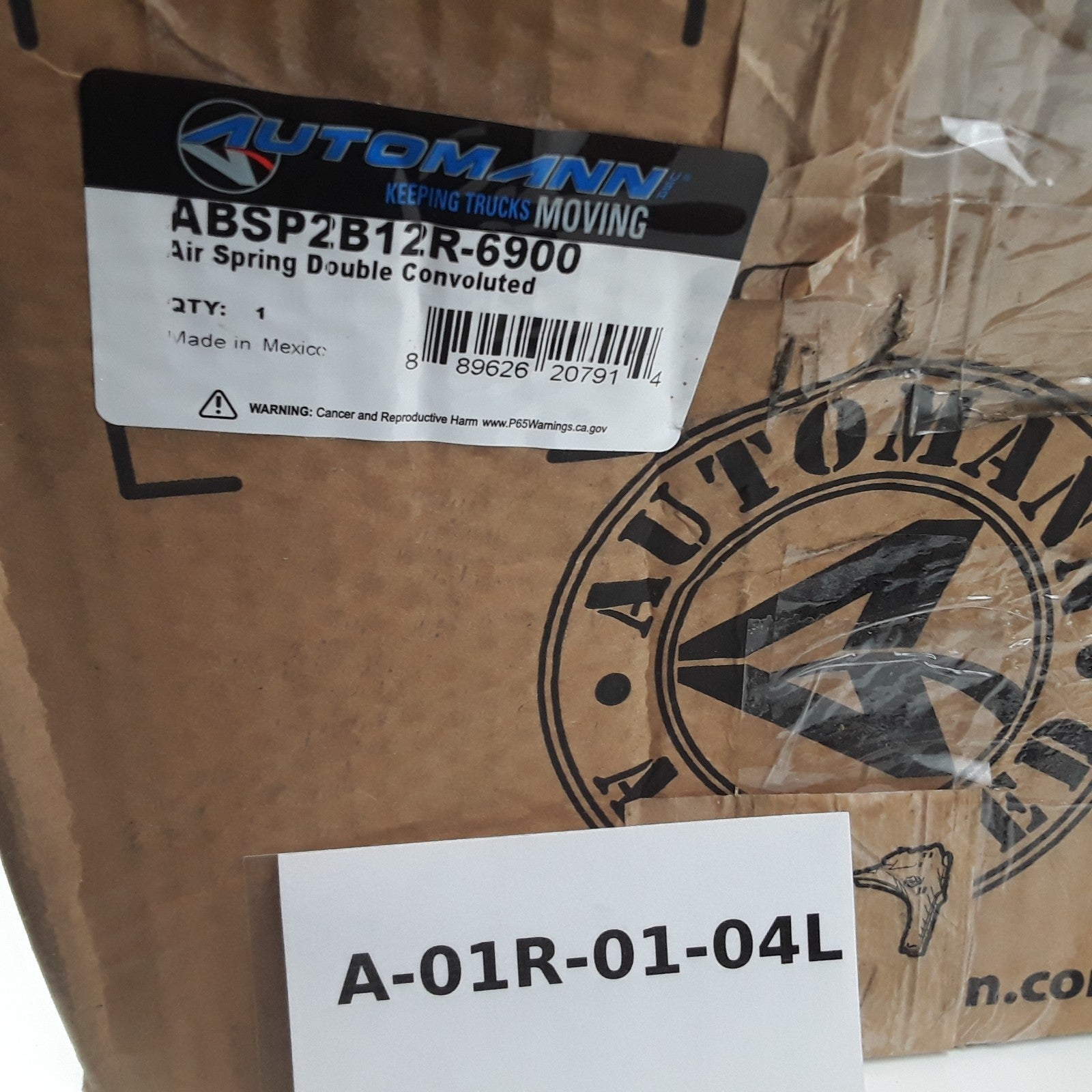 Automann ABSP2B12R-6900 Air Spring Double Convoluted Heavy Duty High Performance