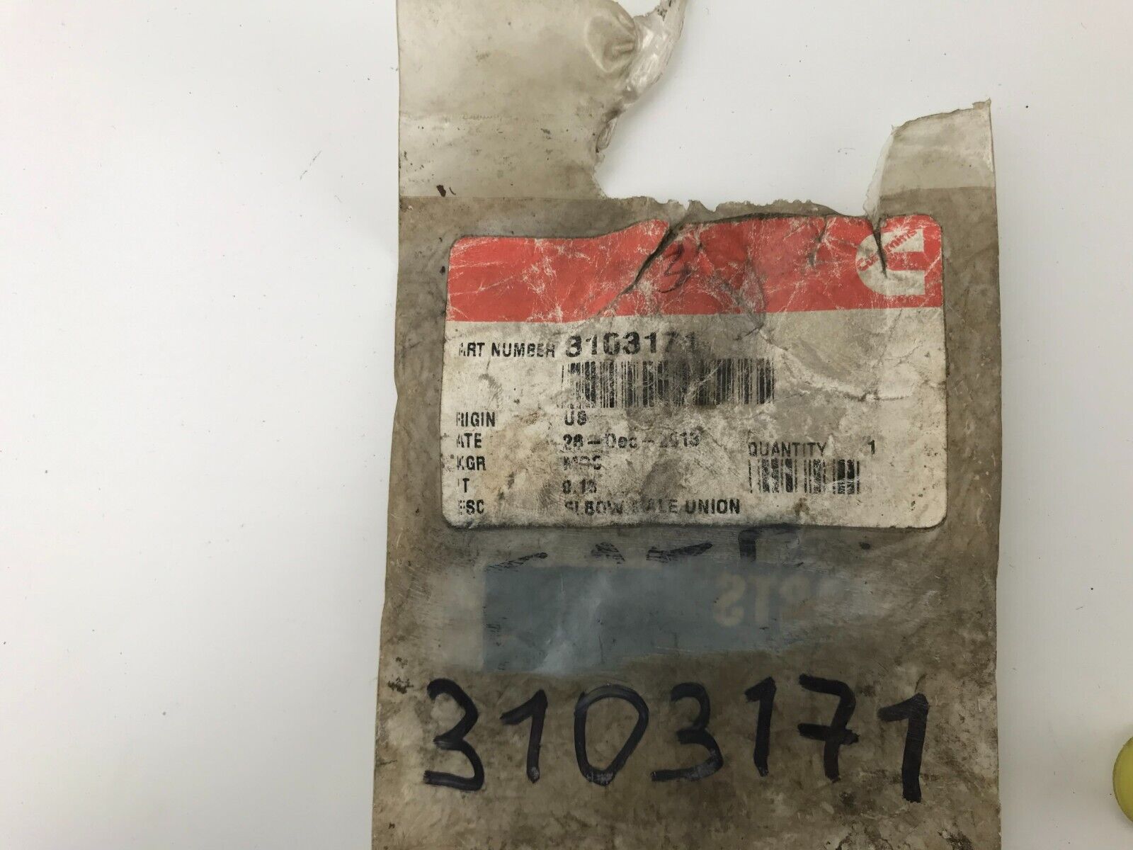 GENUINE OEM Cummins ELBOW MALE UNION 3103171 FAST SHIPPING - HotCarParts