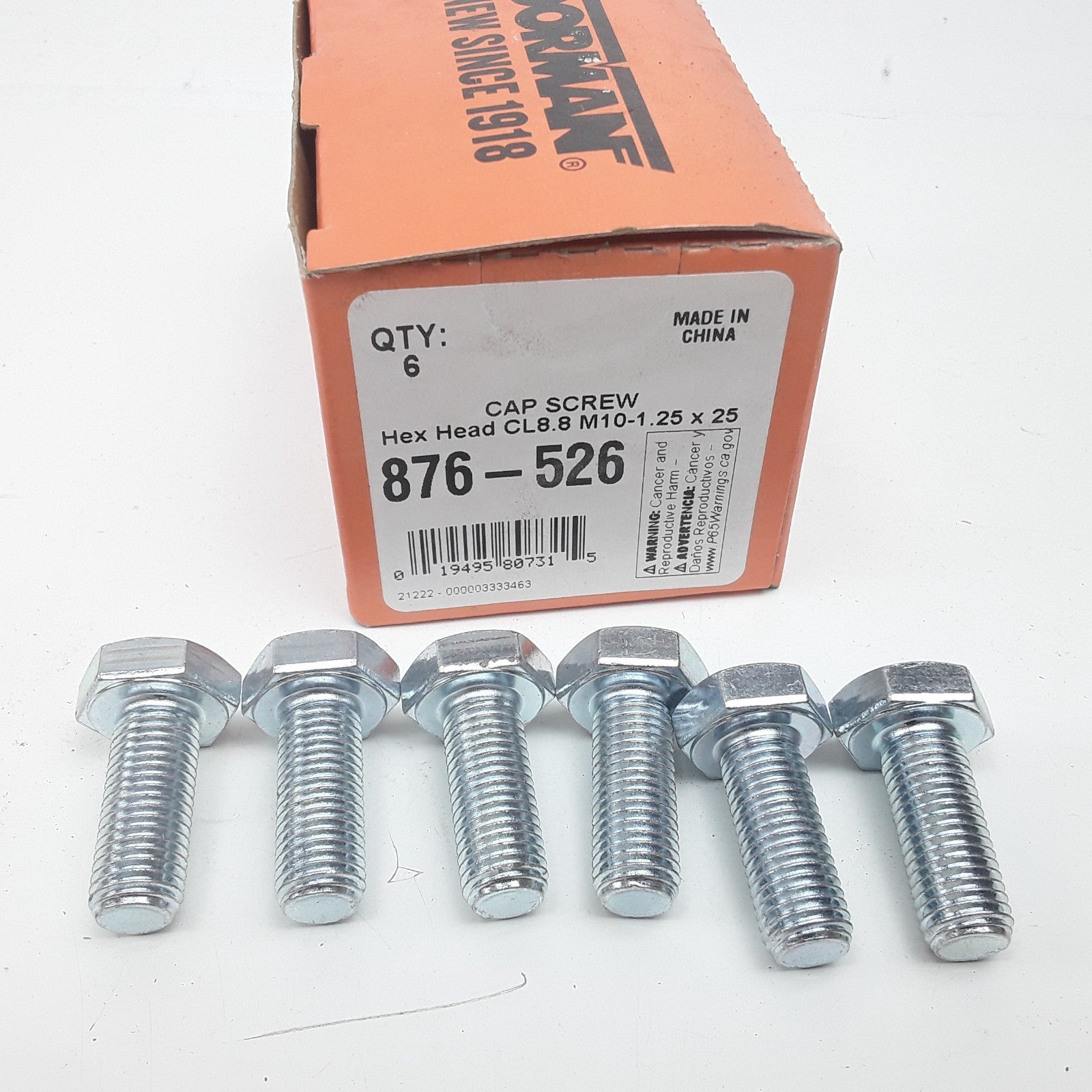 Dorman 876-526 Cap Screw-Hex Steel Head-Class 8.8- M10-1.25 x 25mm Set of 6