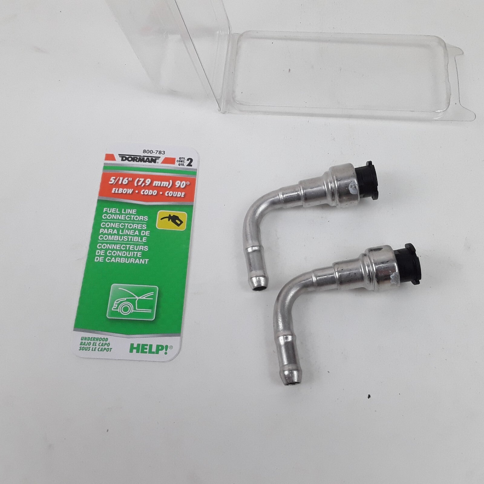 Set 2 Dorman 800-783 Fuel Line Connector Silver Stainless Steel 5/16" 90 Degree