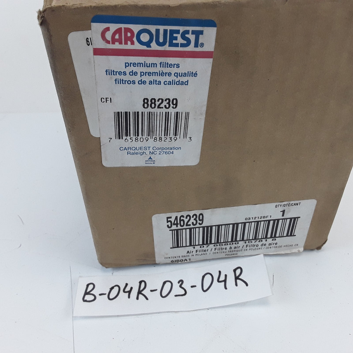 Carquest 88239 Engine Air Filter Replaces 546239 94239 A606C PA1721 LA260 N0598