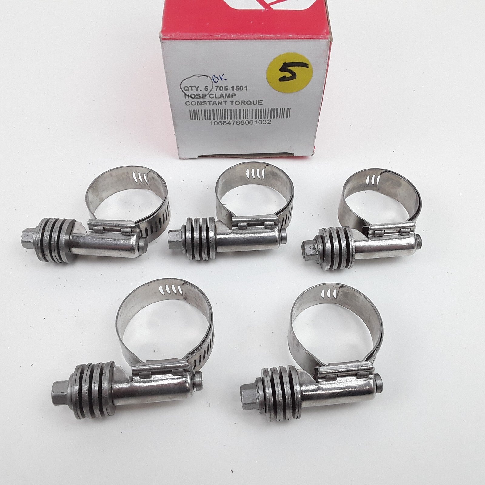 Set of 5 Clamp Size Range 5/8 in. - 1 1/16 in., Hose Size Range	1/2 in. I.D, 5/8
