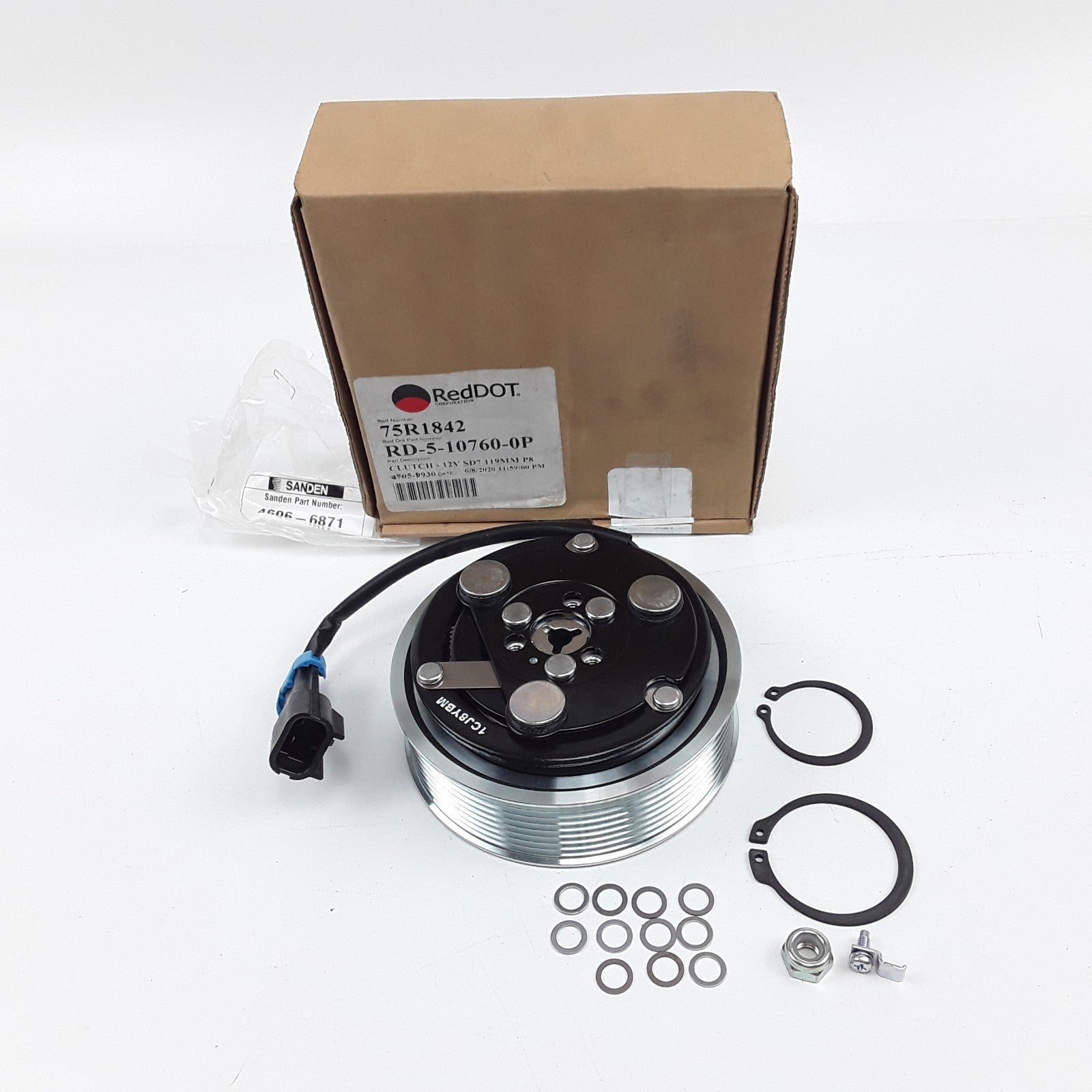 Red Dot 75R1842 A/C Compressor Clutch Assembly 12V 119mm Heavy Duty