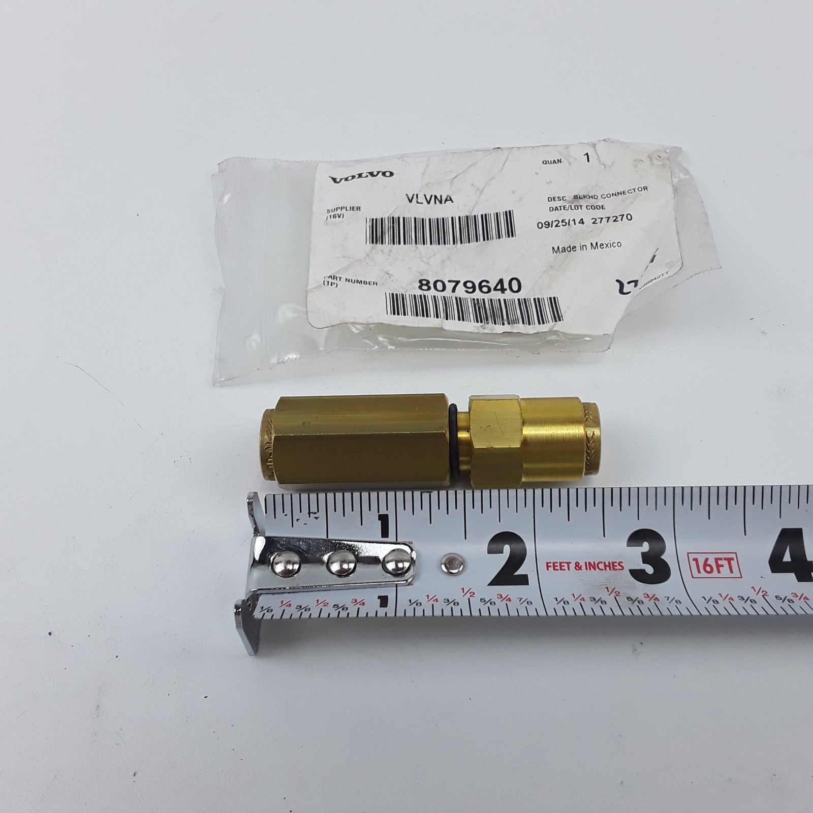 Brass PLC Bulkhead Fitting 8079640 For Volvo VNL 670 Gen 2 Models Series