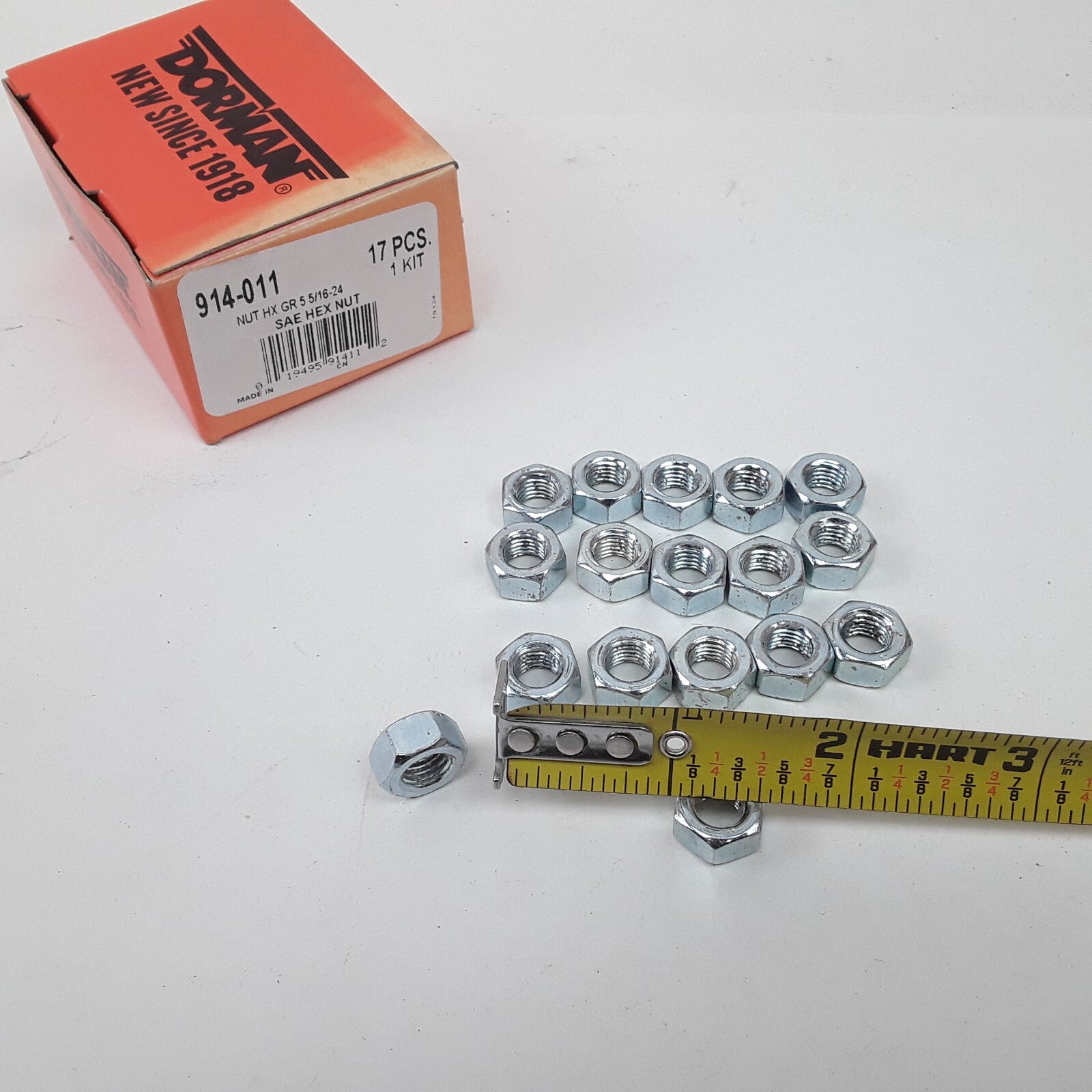 Hex Nut-Grade 5-Thread Size 5/16-24, Height 1/2 In Zinc-Plated Pack of 17