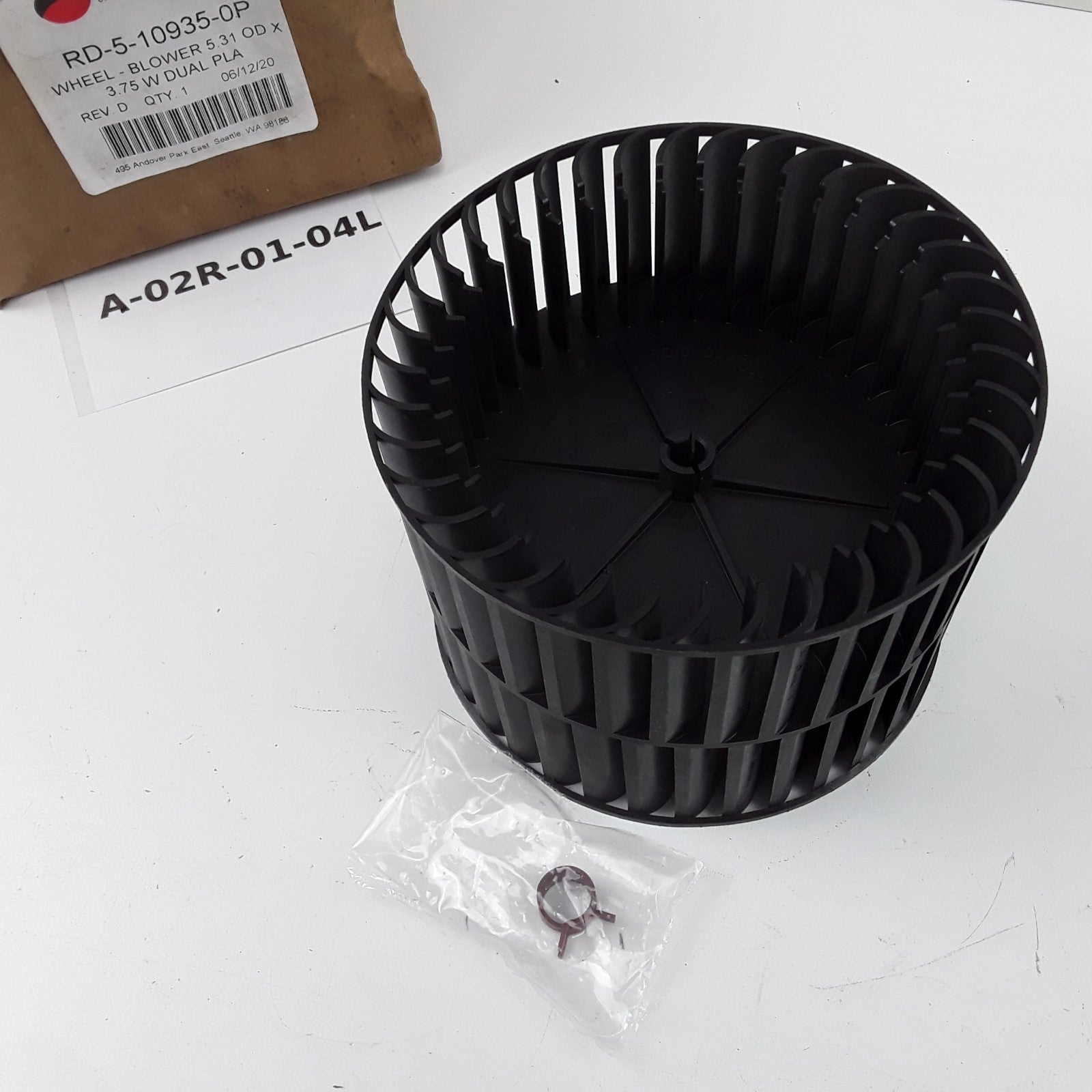 Red DOT Blower Motor Dual Inlet Wheel, OD 5 5/16'' Width 3 3/4'' Bore 5/16''