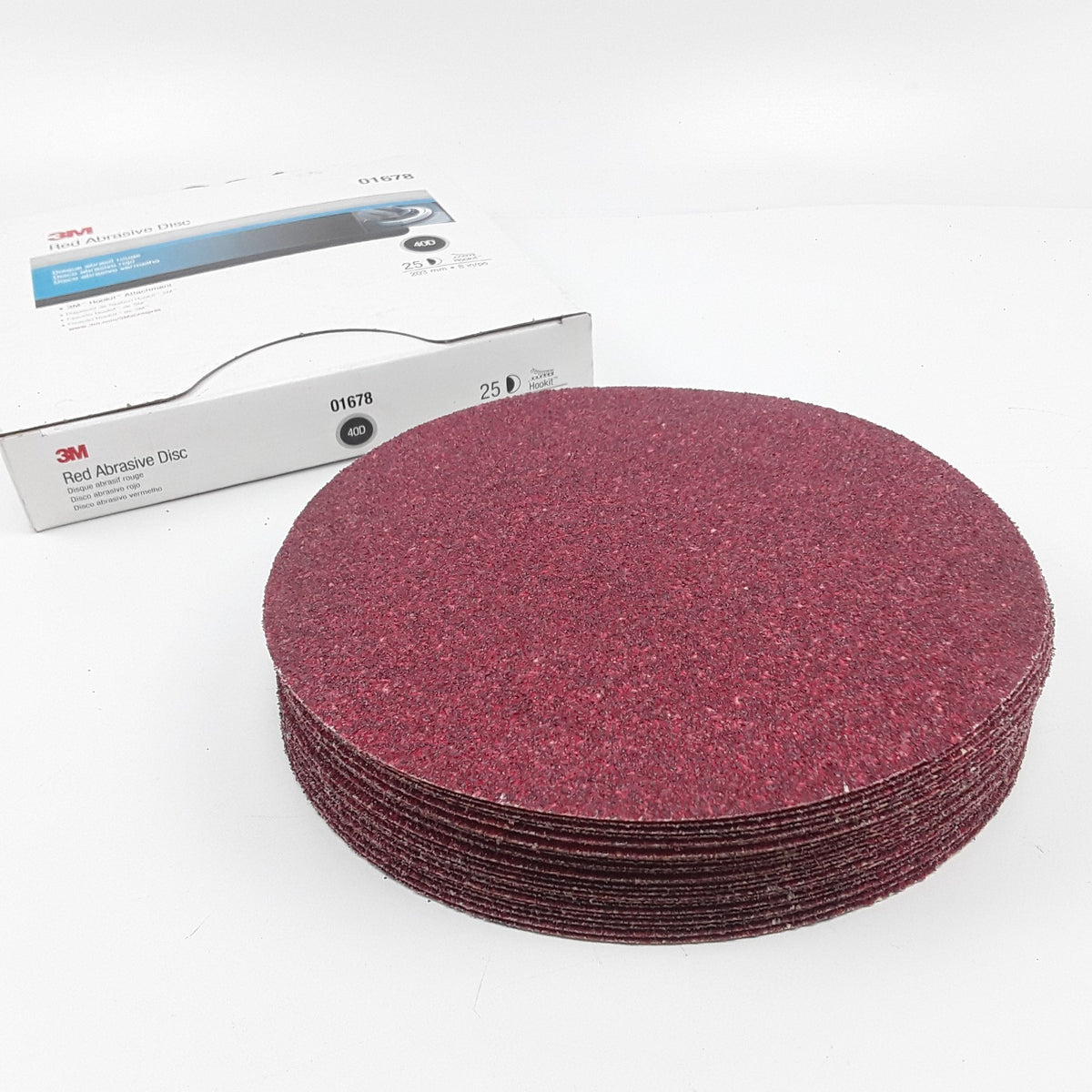 3M 01678 Red Abrasive Disc Hookit Attachment 203mm/8in P40 40 GRIT 8" Box of 25