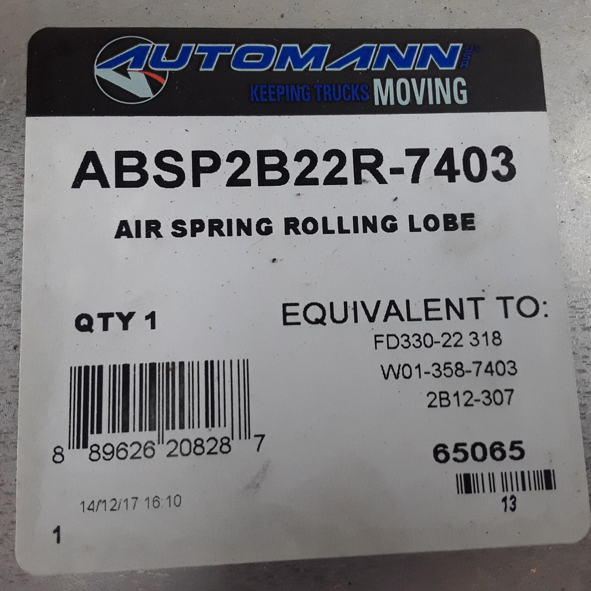 Automann ABSP2B22R-7403 Air Spring Rolling Lobe Double Convoluted For Trucks