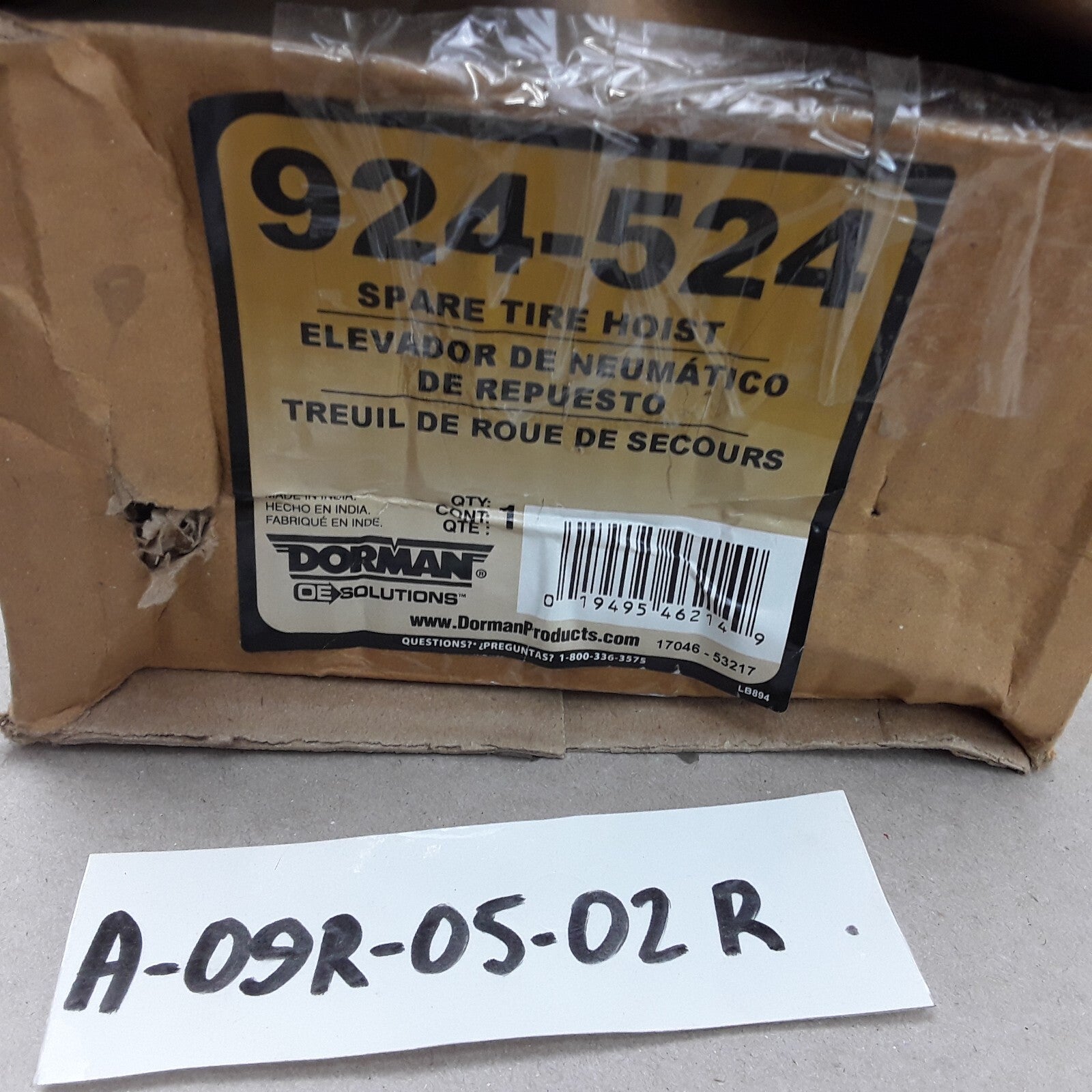 Dorman 924-524 Spare Tire Hoist Assembly Fits Toyota Sienna 1998 1999 2000-2003