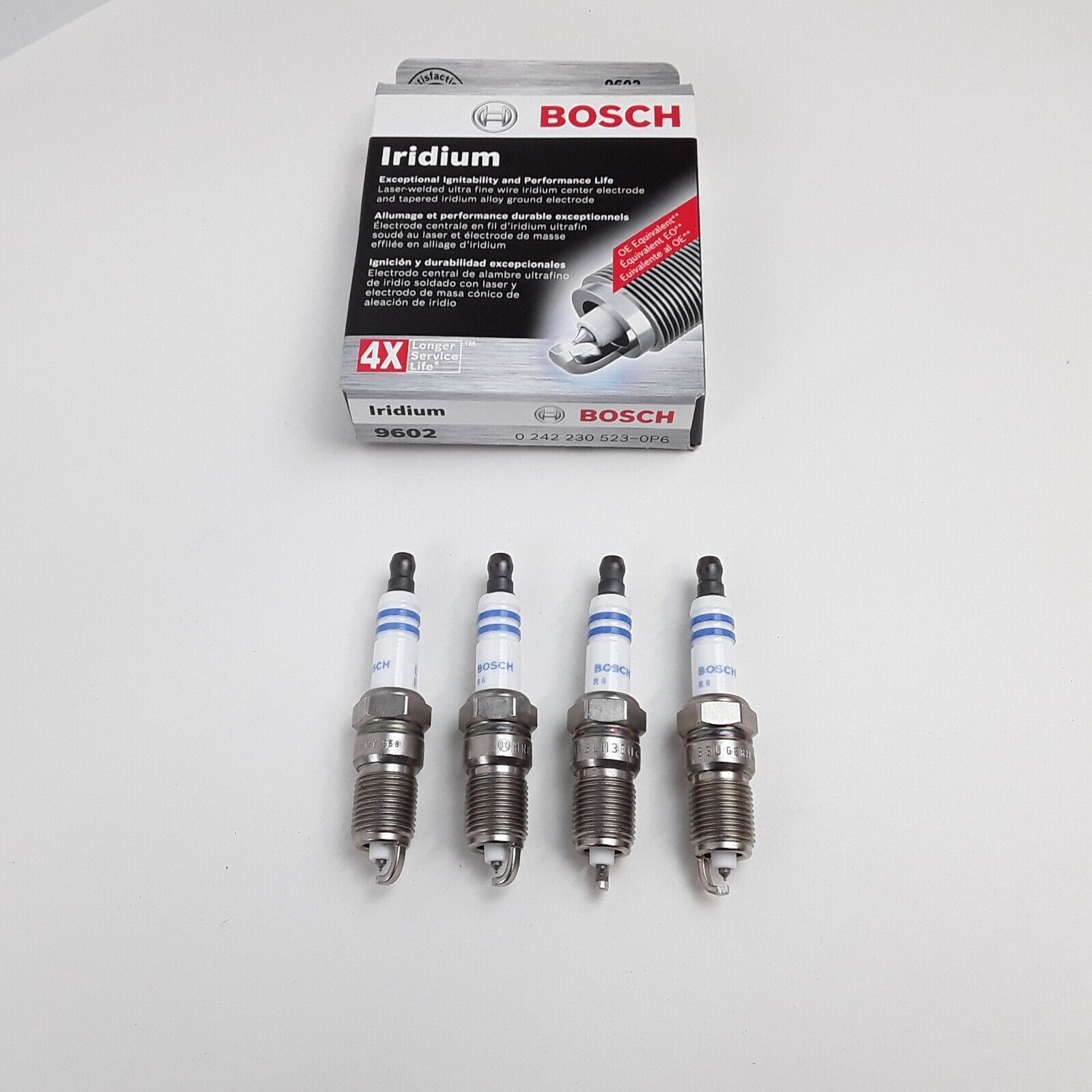 Set of 4 Bosch 9602 Double Iridium Spark Plugs Fits Cadillac, Chevrolet, GMC