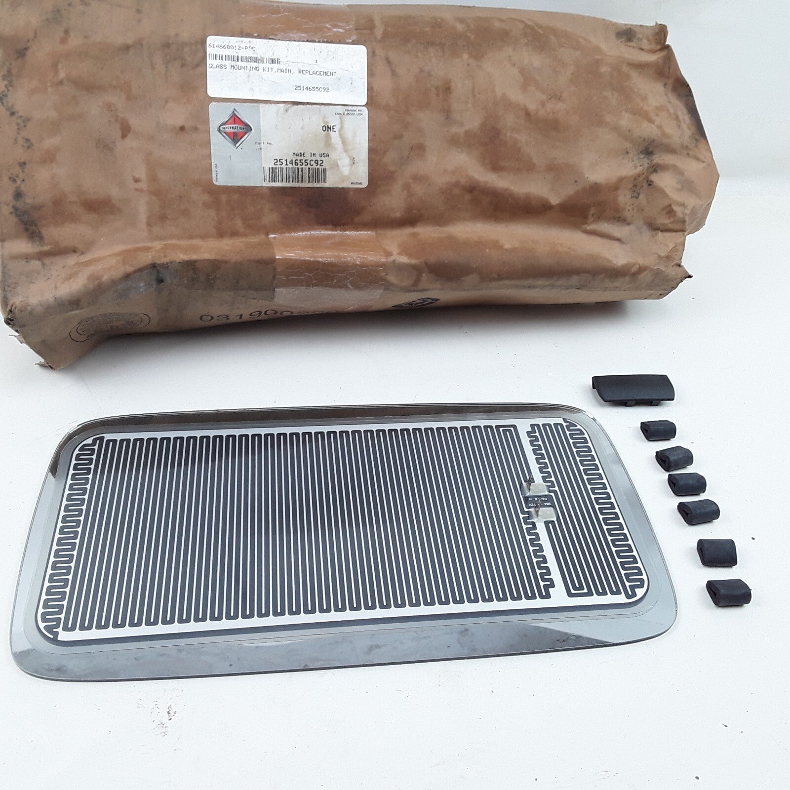 Mirror Glass With Mounting Kit Fits International 4300 4400 7400 7300 8600 7500