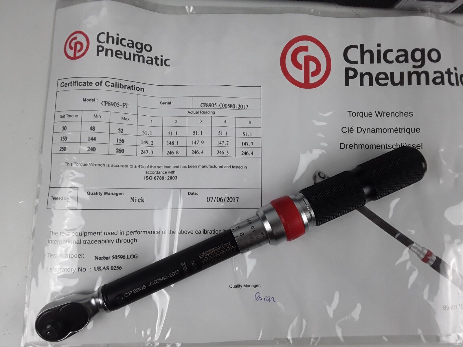 NEW GENUINE CHICAGO PNEUMATIC CP8905 1/4" TORQUE WRENCH - 50-250 IN-LBS - HotCarParts