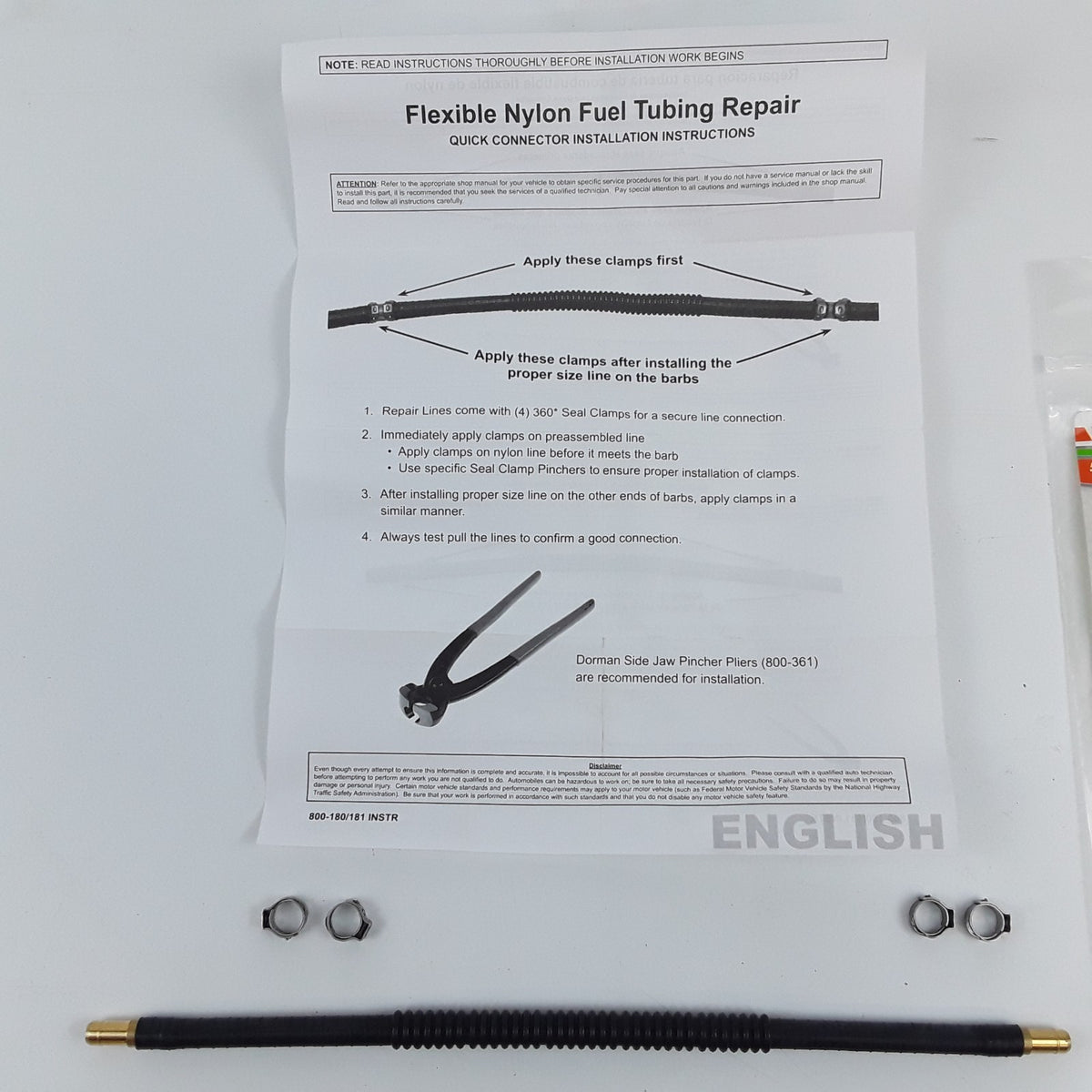 Dorman 800-180 Gasoline Vapor Repair Line Kit 5/16" x 12"