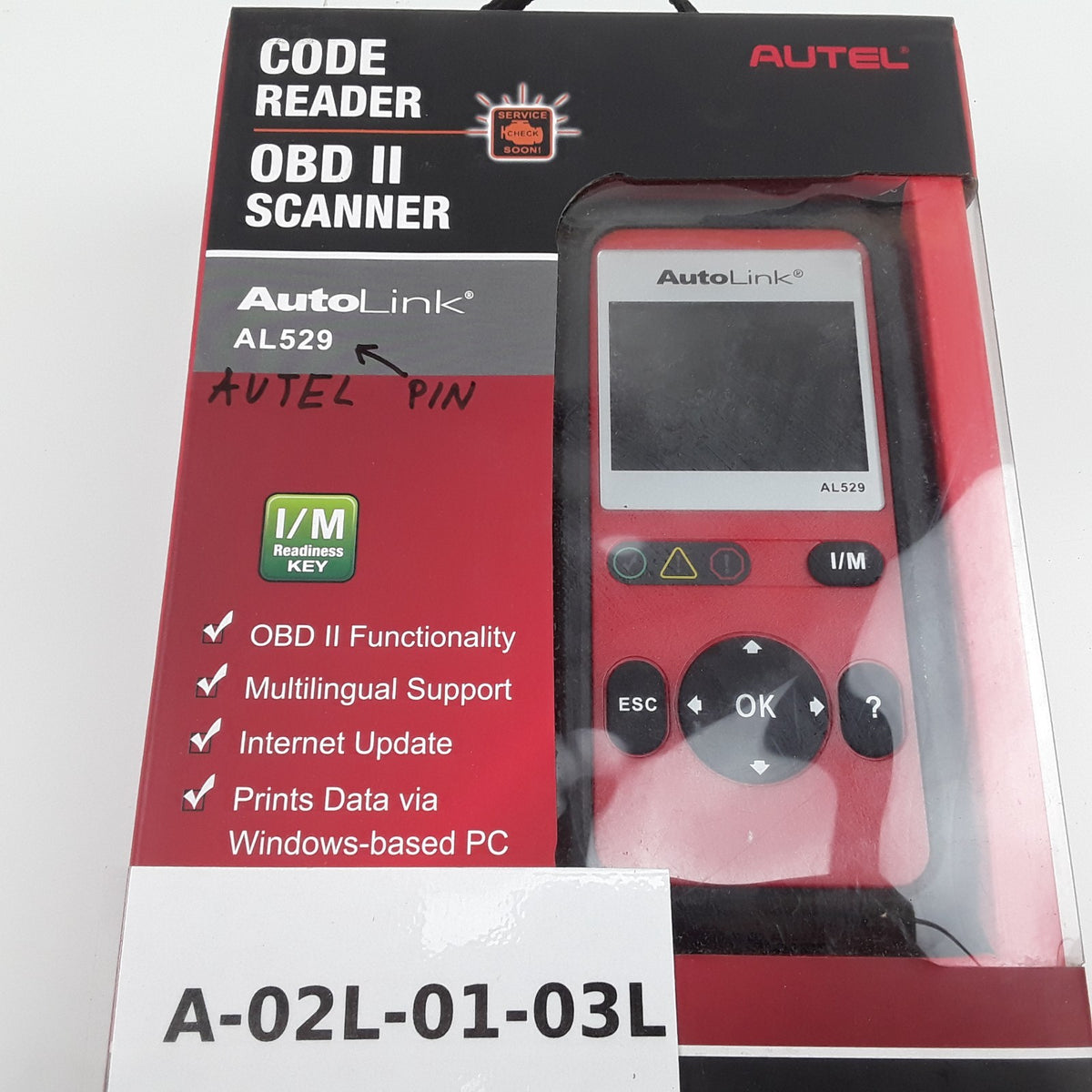 Autel Autolink AL529 I/M Code Reader OBD II Scanner Data Prints Internet Update