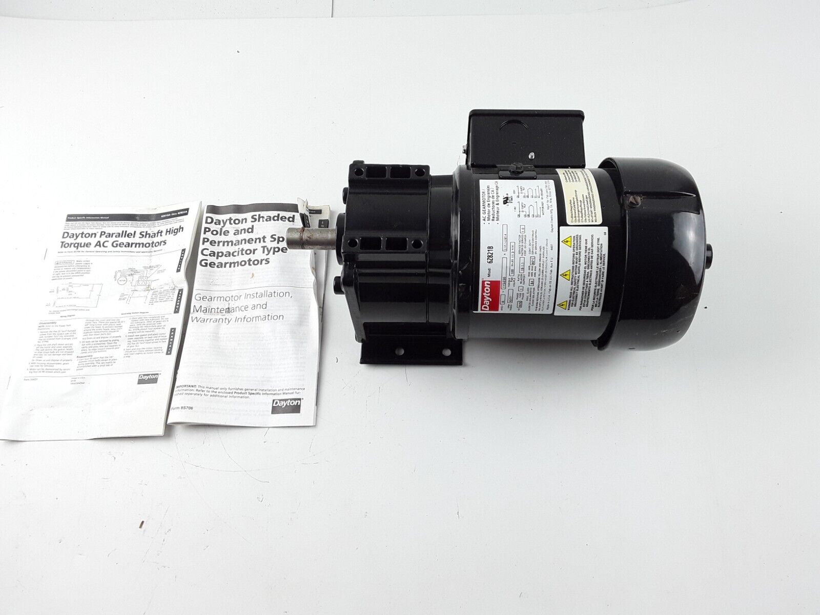 Dayton 6Z821B AC Gearmotor 19.1:1 Ratio 1/6HP 100inlb 93RPM 5/8" Shaft 115/230V - HotCarParts