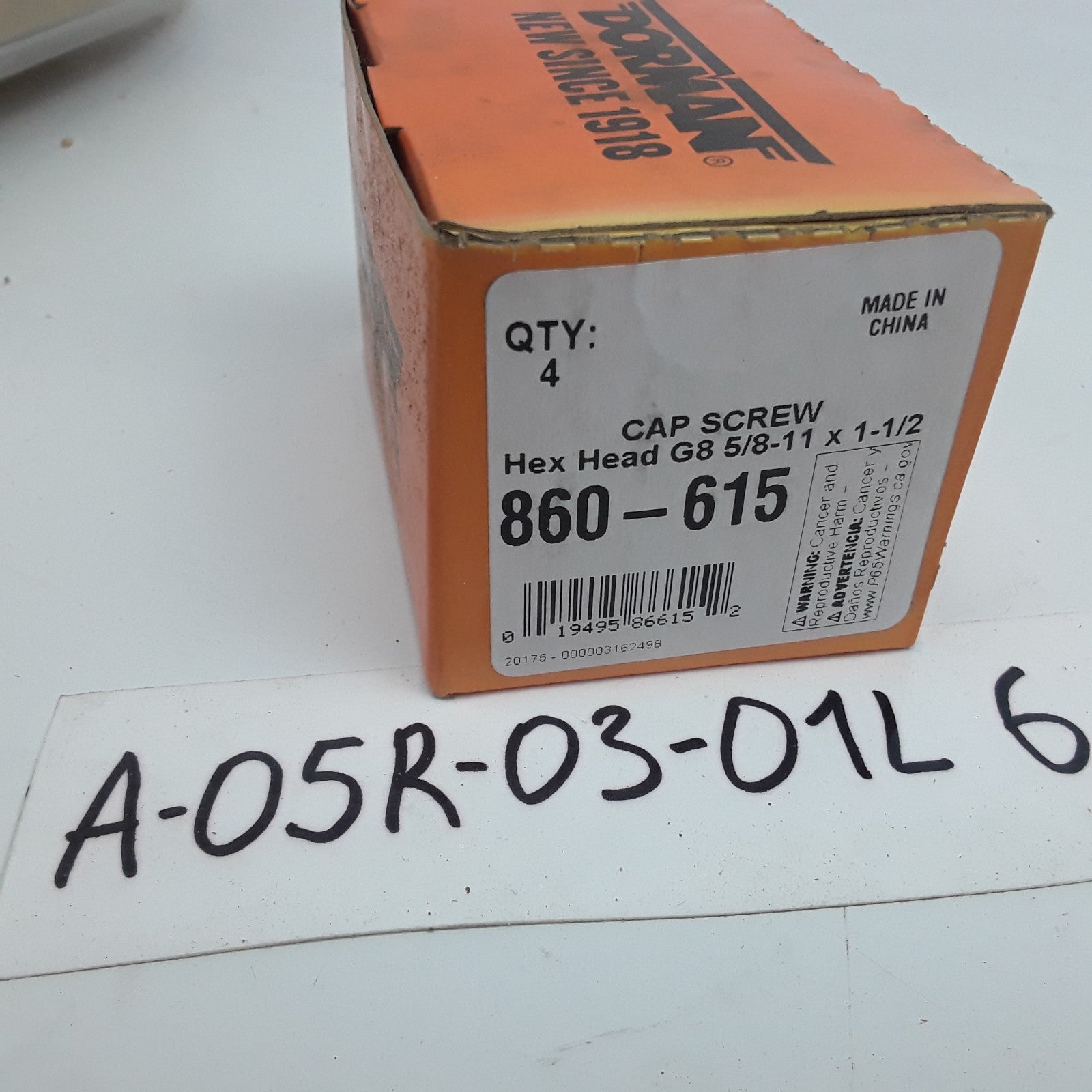 Dorman 860-615 Cap Screw-Hex Steel Head-Grade 8- 5/8-11 x 1-1/2 in Set of 4