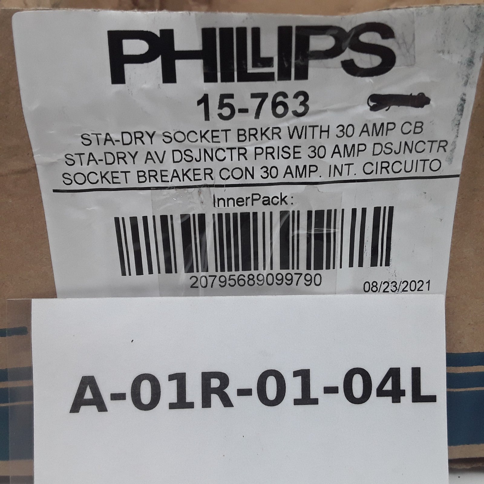 Phillips 15-763 Trailer Receptacle Socket Breaker 7-Way Extended Barrel 30 Amp
