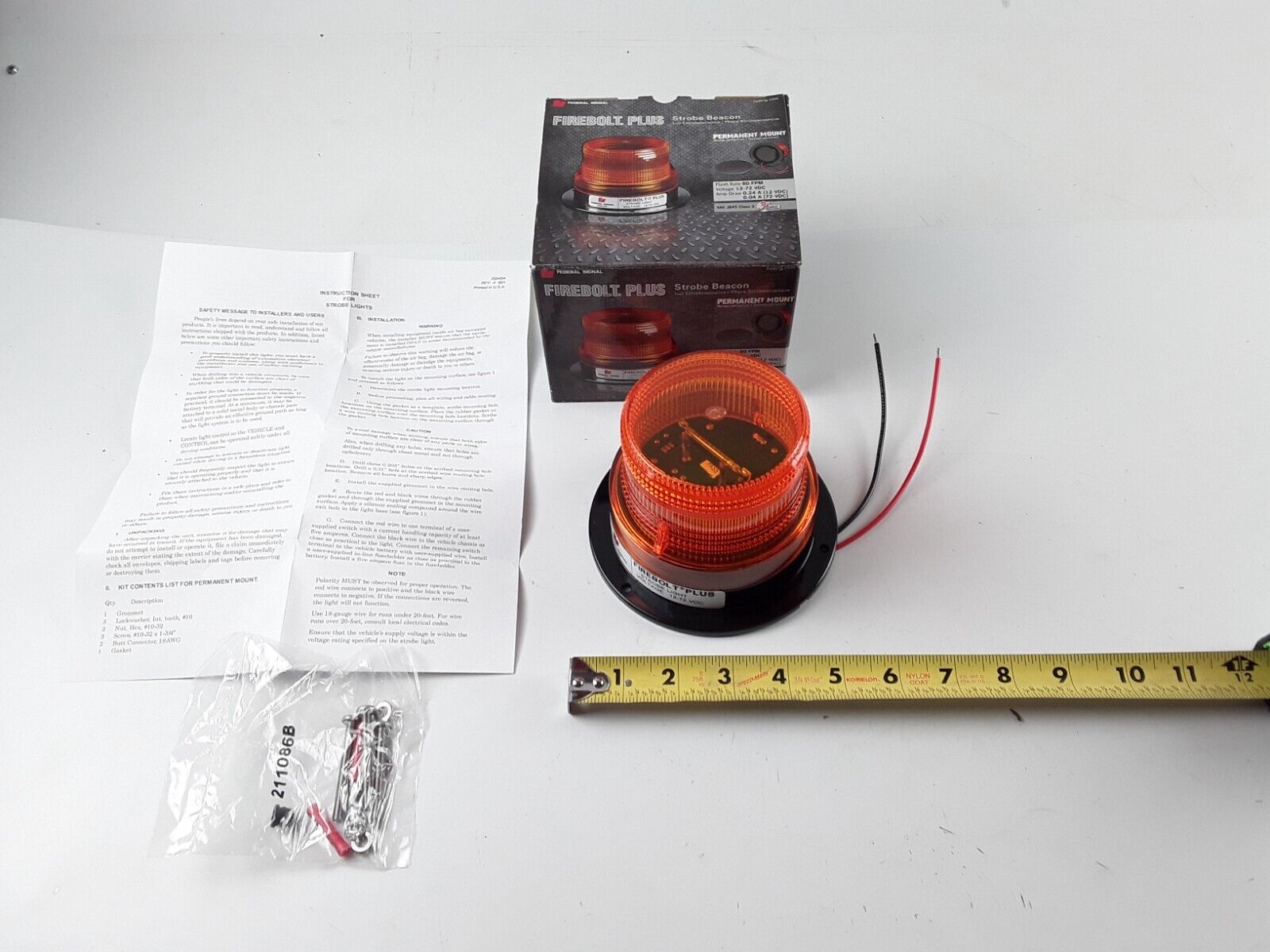 Amber Strobe Beacon Permanent Mount Firebolt Plus FEDERAL SIGNAL 220200-02 - HotCarParts