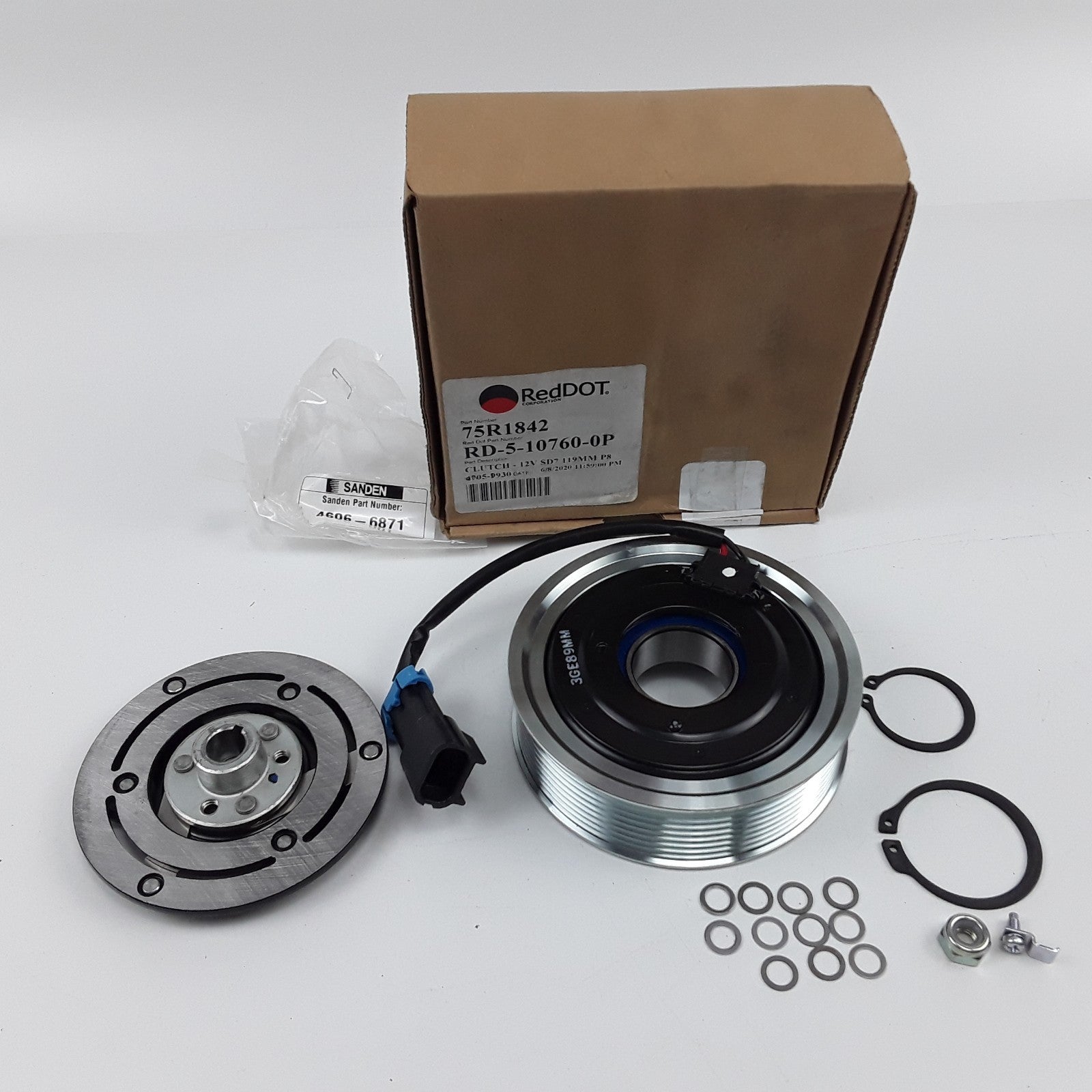 Red Dot 75R1842 A/C Compressor Clutch Assembly 12V 119mm Heavy Duty